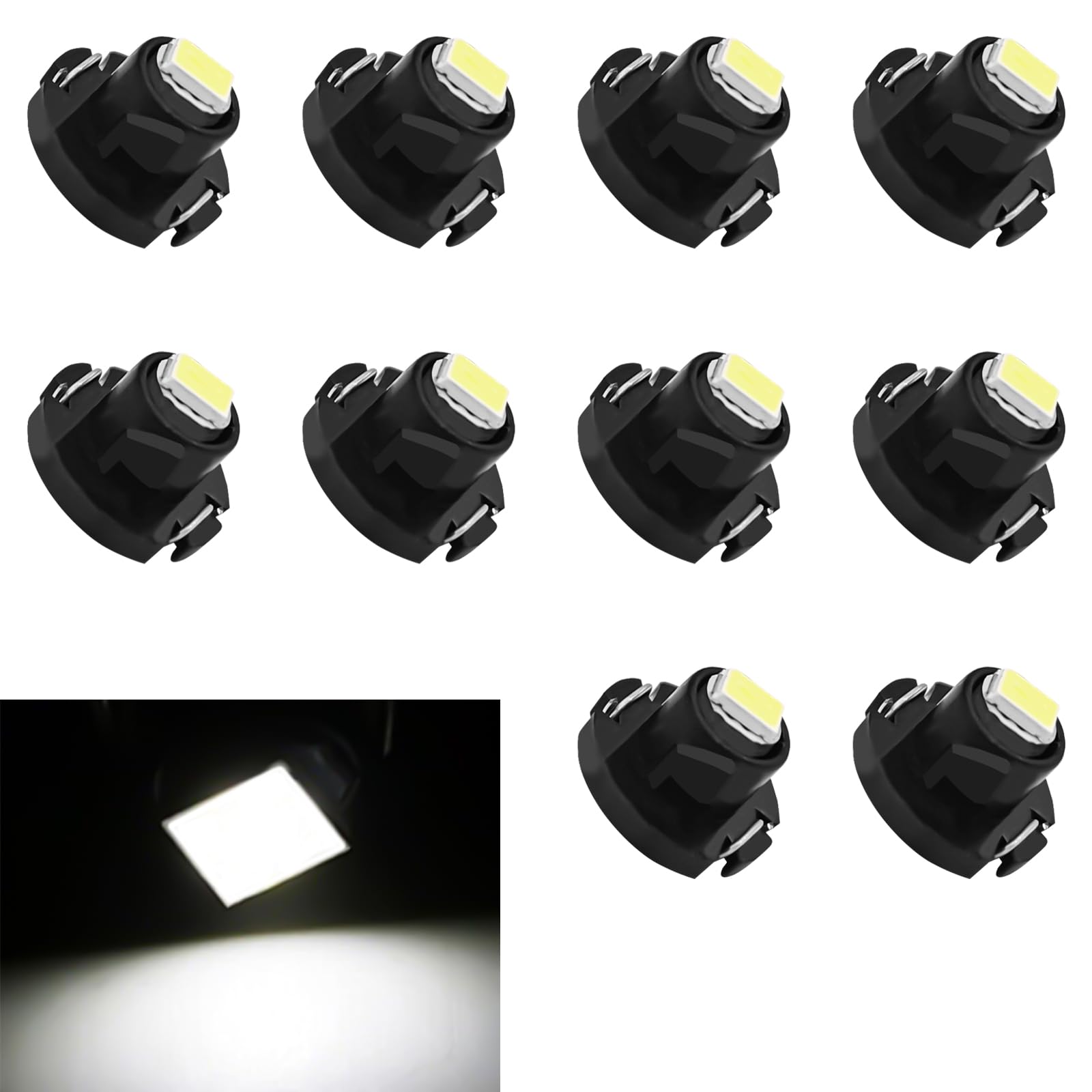 SamWinGear T4.2 LED Bulb Car Interior Lights, 10PCS, 12V, IP65, 0.39In x 0.27In, Energy-saving, White