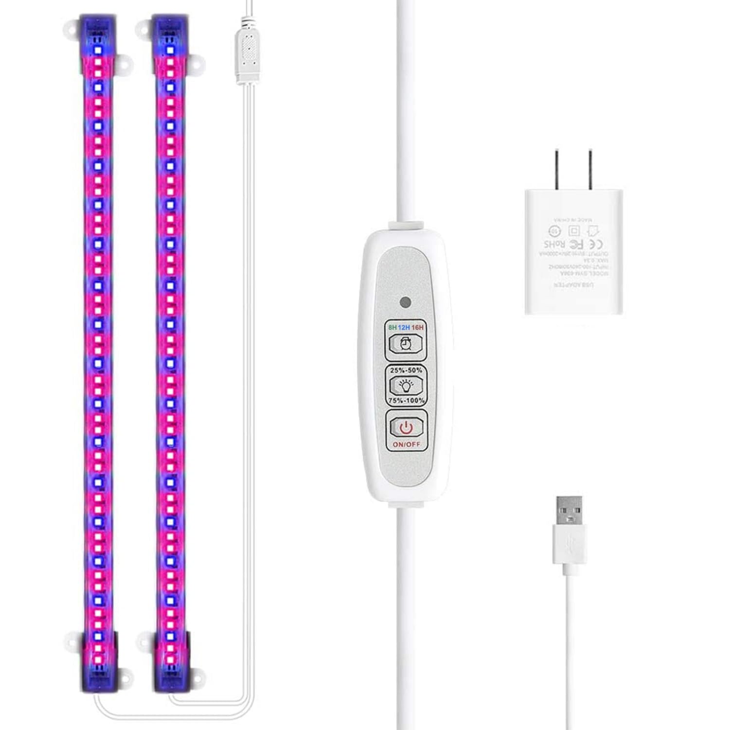 Mosthink Led Grow Light For Indoor Plants, 20W Grow Light Strips With Auto On/Off Timer, 48 Leds /4 Dimmable Levels, Plant Light Bars For Succulents, Seedlings,Indoor Greenhouse,Plant Shelf