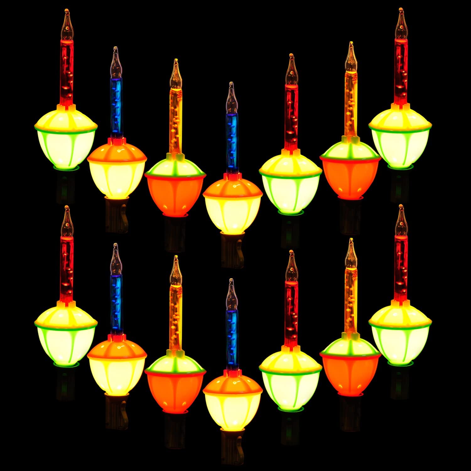 Joiedomi Christmas Bubble String Lights - 2 Pack Multicolor, 14 Vintage Bubbles, Plastic, Perfect For Tree & Holiday Decor