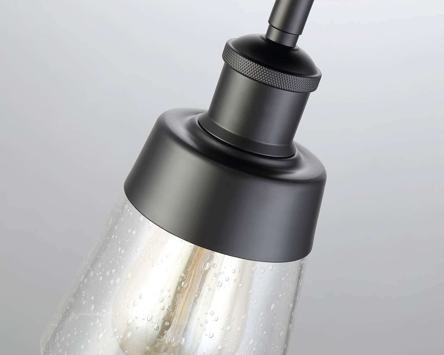 Fivess Lighting Industrial Glass Semi Flush Mount Ceiling Light, Black, 9.45x4.72x4.72 inches, Metal, Model fss3205