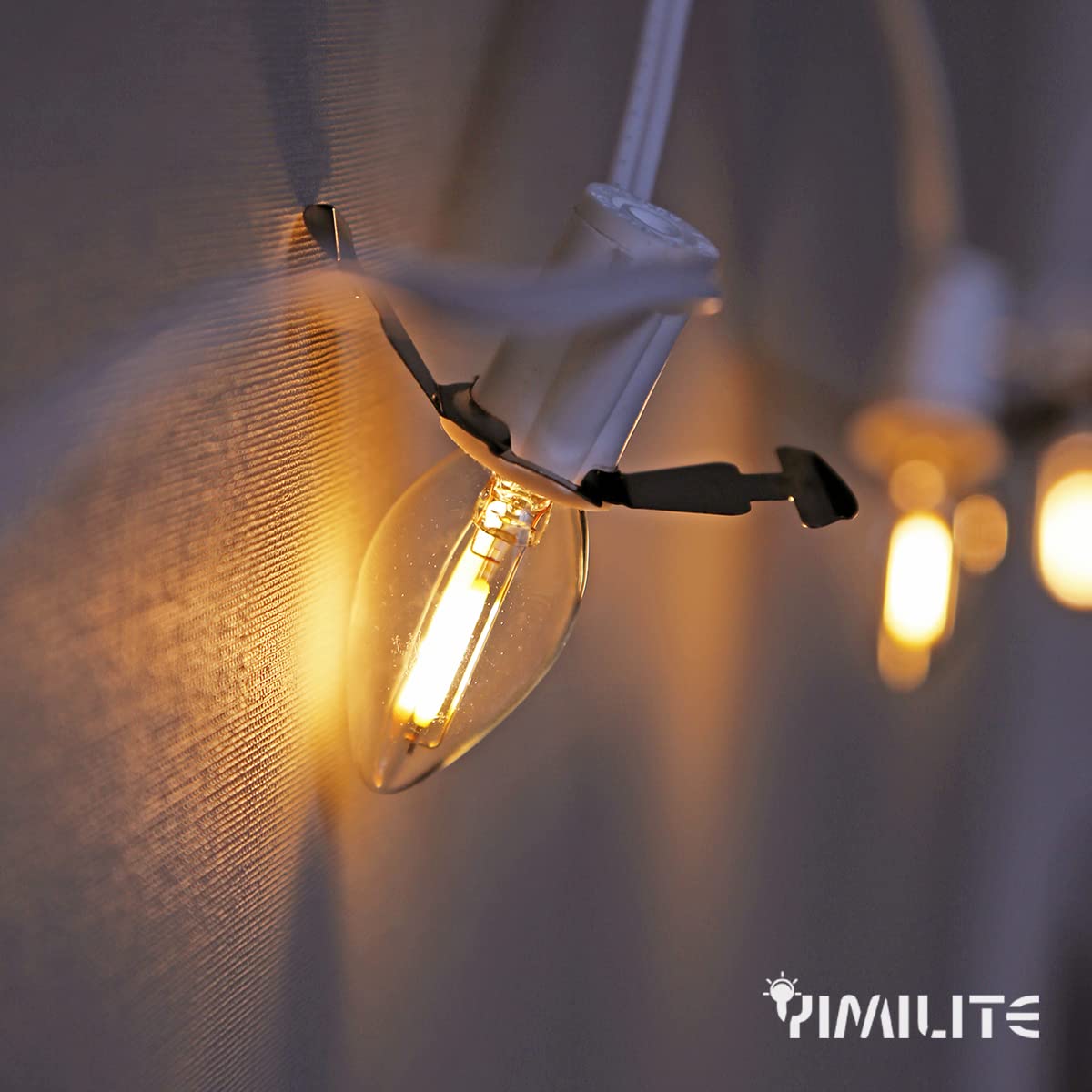 Yimilite 3 Base C7 String Bulbs Christmas Village Light Accessory Cord With 3 Led Light Bulb Universal Clip White Cord With On/Off Spare Fuse Switch Plugs For Decorations Christmas Village House