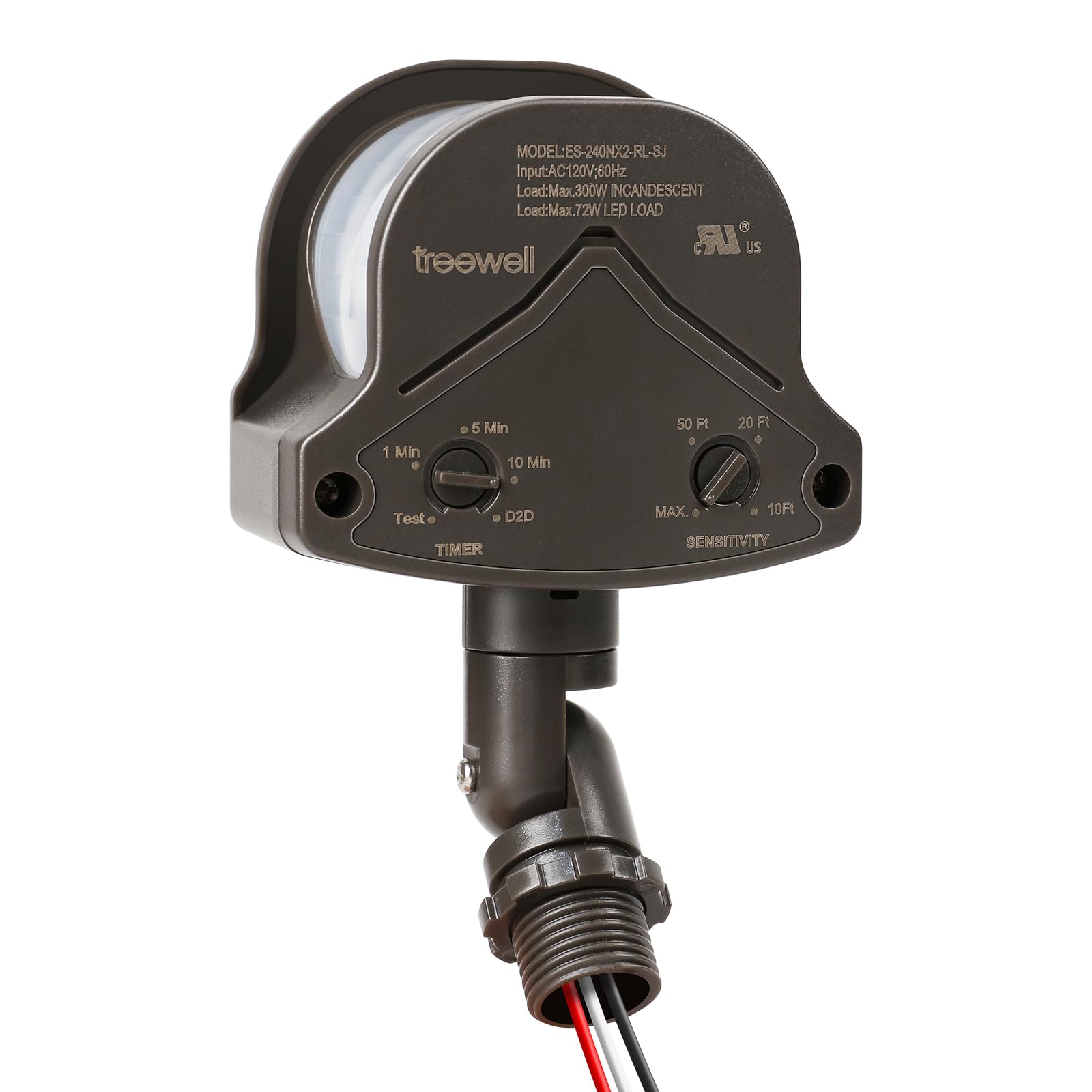 TREEWELL 240-Degree Replacement Motion Detector, Adjustable Time & Detection Sensitiity Up to 60 Feet Range, 3 Working Modes Pir