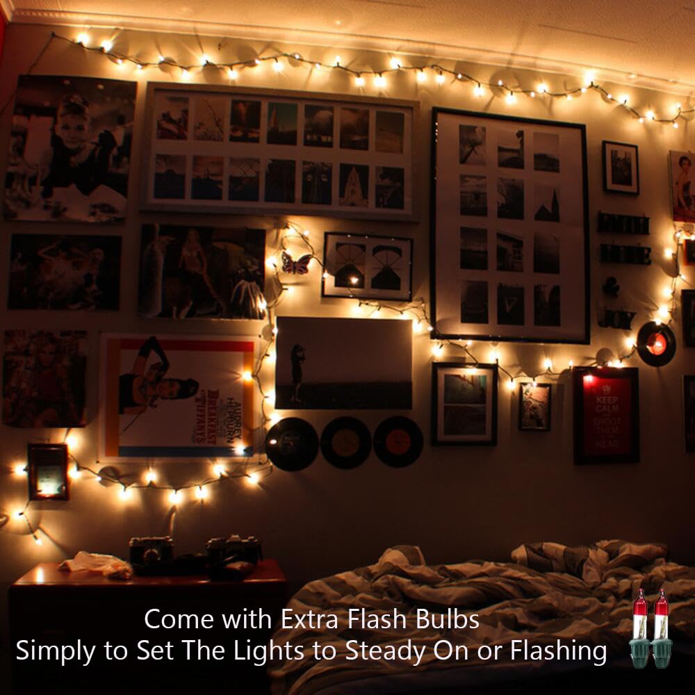 Odeetronic Clear Christmas Twinkle Lights, 21.63Ft 100 Count Incandescent Christmas Lights, 2 Modes Ul Certified Warm Christmas Lights, Connectable Mini Tree Lights For Room Wedding Party, Green Wire