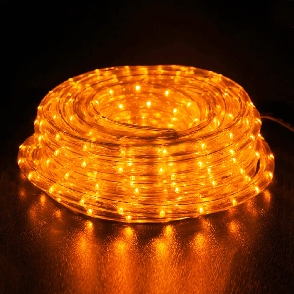 Wyzworks 50Ft Led Rope Lights, Permanent Outdoor Waterproof Connectable Flexible W/Clear Pvc Tube, Etl Certified, Festive Holiday Christmas Lighting Garden Accent Lounge Terrace Decor - Orange