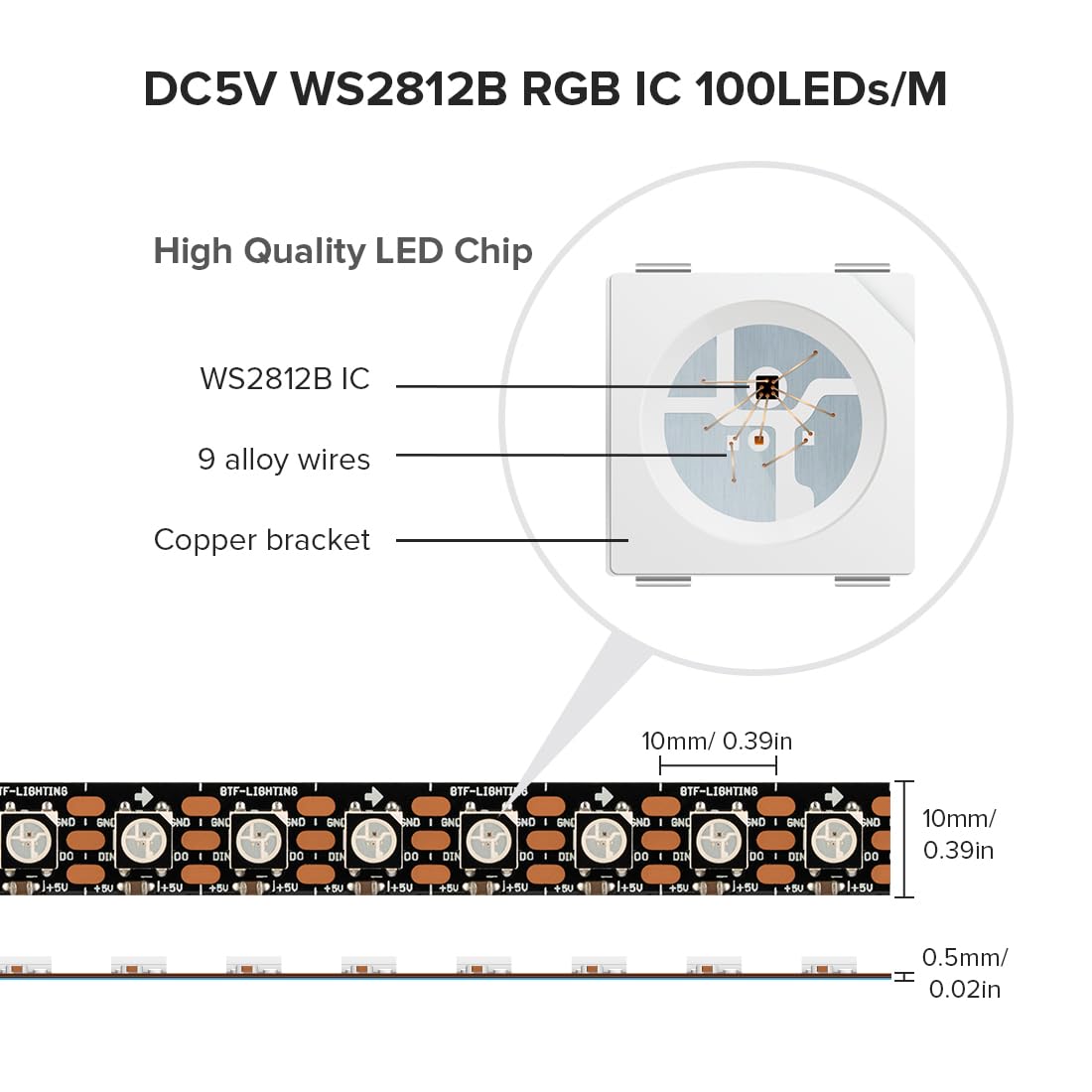 Sezo Ws2812B Led Strip Light 3.3Ft 100Leds Dc5V Individual Addressable Led Strip Smd5050 Rgb 100Pixel Dream Color Programmable L