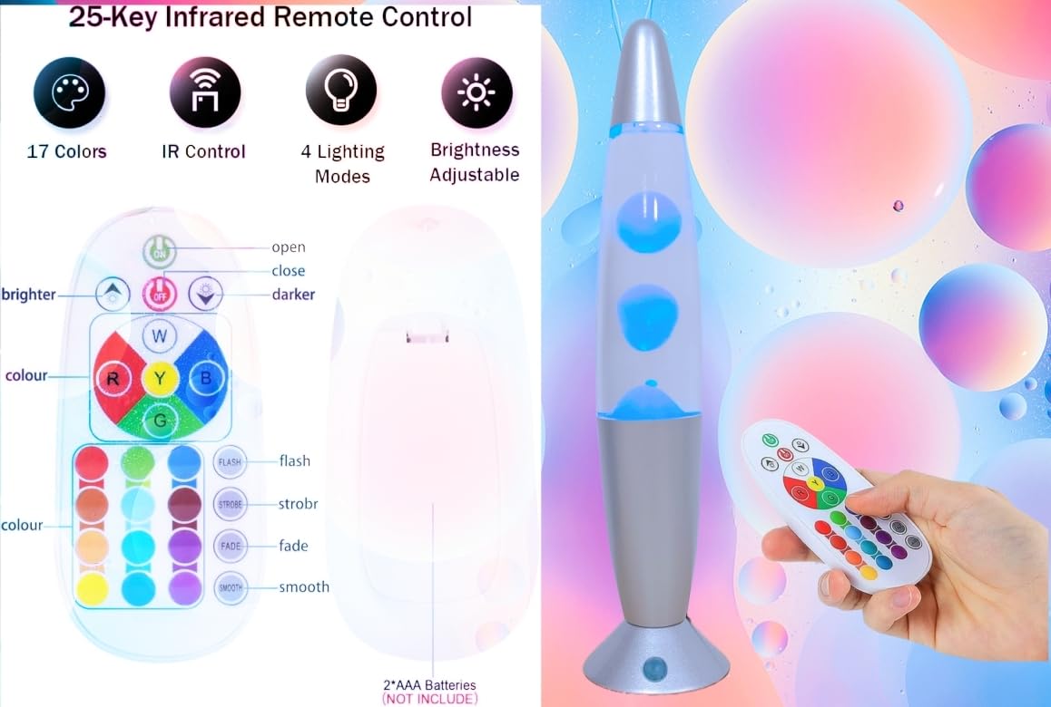 13.5'' Led Liquid Motion Lamp-Versatile Remote Control For 17 Unique Color Transitions, Soothing Liquid Night Light, Perfect For