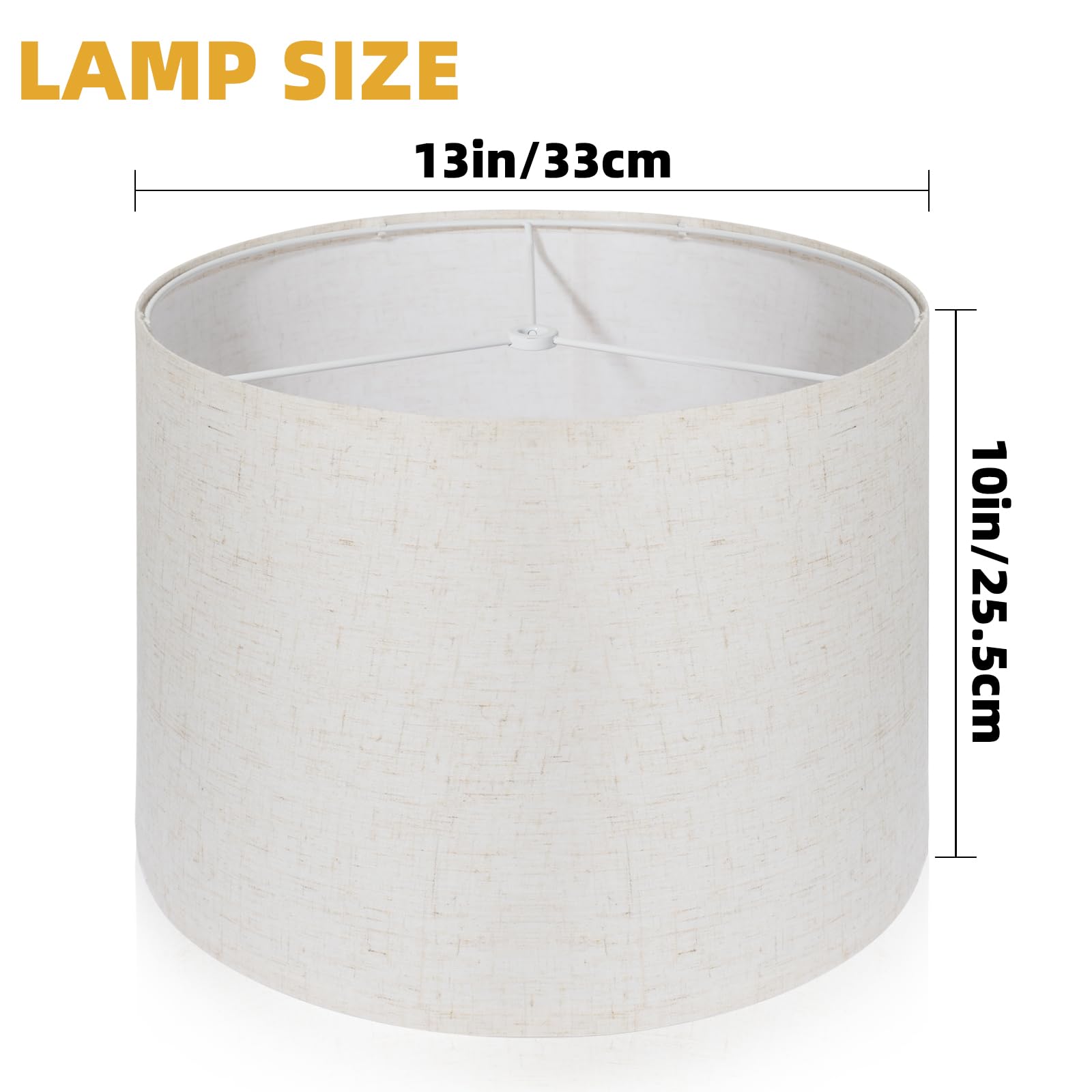 Drum Lamp Shade Set Of 2, 13X13X10 Inches Easy Assembly Lampshades For Table Lamp, Bedside Lamp, Floor Lamp, Spider Fitter (Linen White)