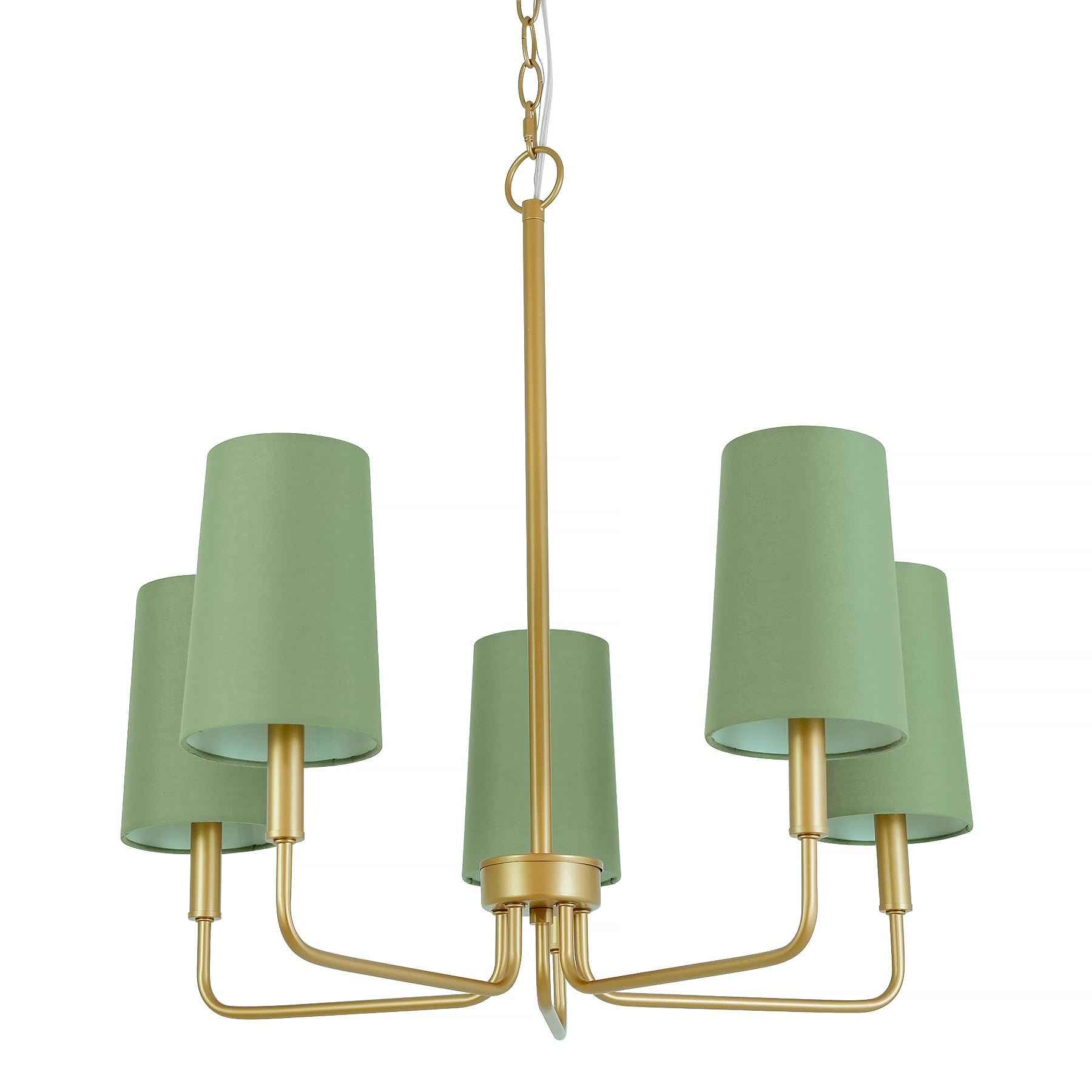 Homebelife Chandelier, Gold With Muted Green Linen Fabric Shade, Farmhouse Linear Island Lighting Fixture For Kitchen, Dining Ro
