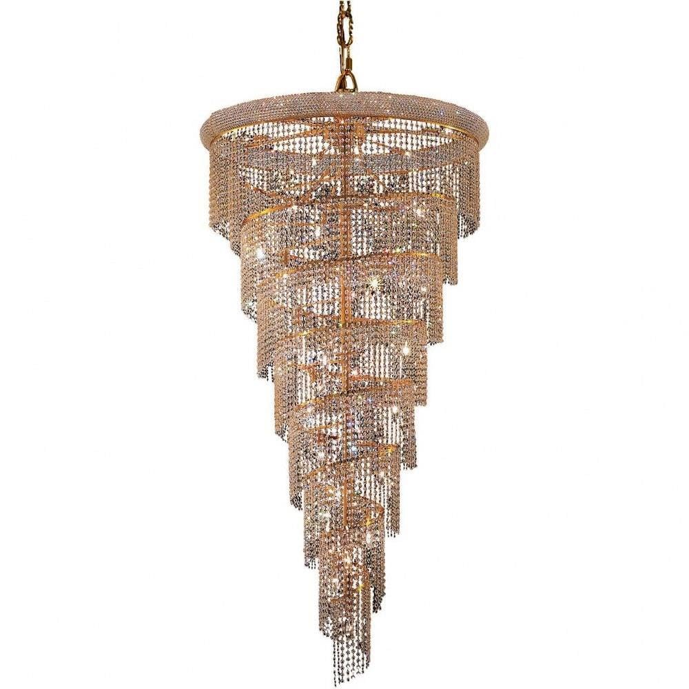 Elegant Lighting Value Spiral 26 Light Gold Chandelier Clear Royal Cut Crystal - Finish:Gold - Finish:Gold - Finish:Gold - Finish:Gold - Finish:Gold - Finish:Gold - Finish:Gold Gold