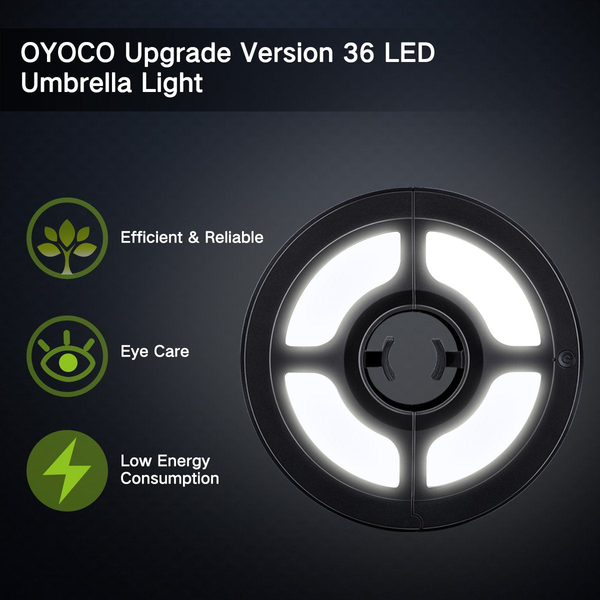 Oyoco Patio Umbrella Light 2 Brightness Mode Cordless 36 Led Lights At 220 Lux- 3 X Aa Battery Operated  Umbrella Pole Light For Patio Umbrellas  Camping Tents Or Outdoor Use(36 Led Cool White)