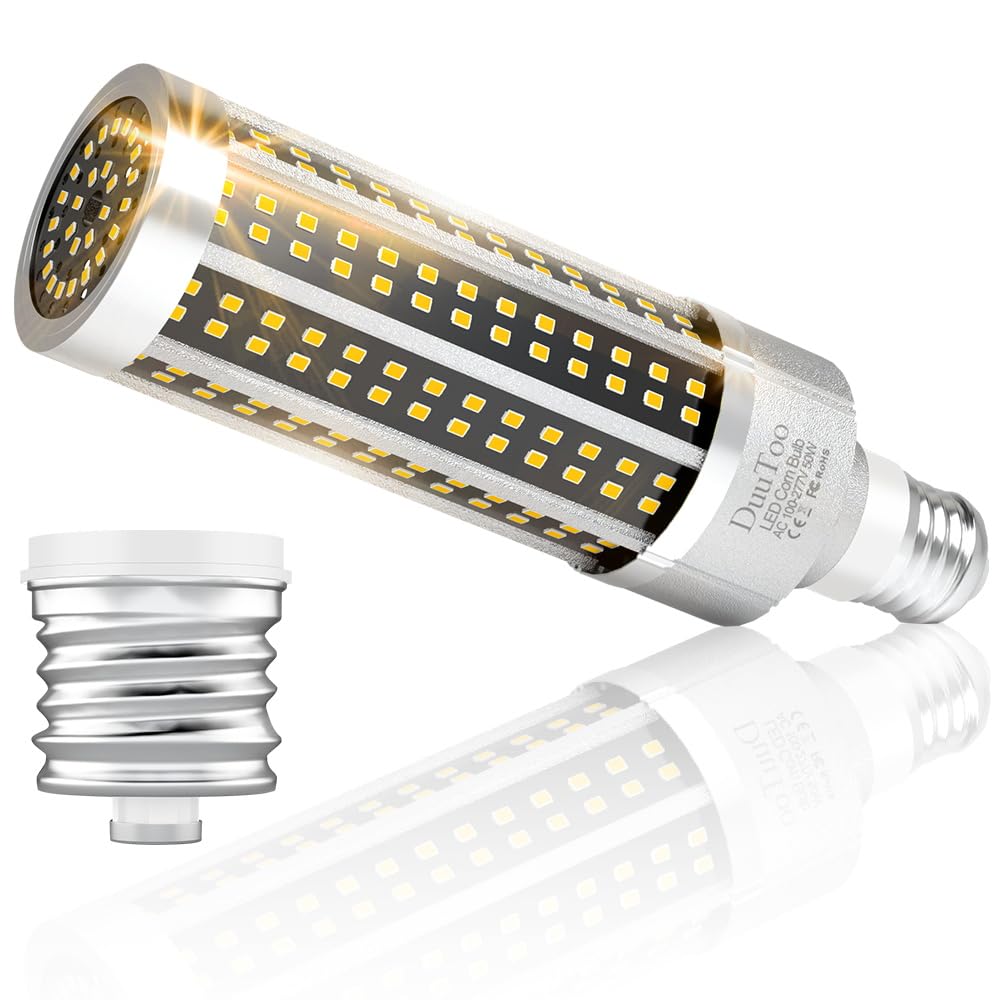 DuuToo LED Corn Bulbs 50W Super Bright 6568Lumens E26 Lights Bulb 3000K Warm White 400Watts Equivalent E39 Mogul Base Large Area Lamps 100-277V Courtyard Storage Rooms Barn Storehouse Lighting Fixture