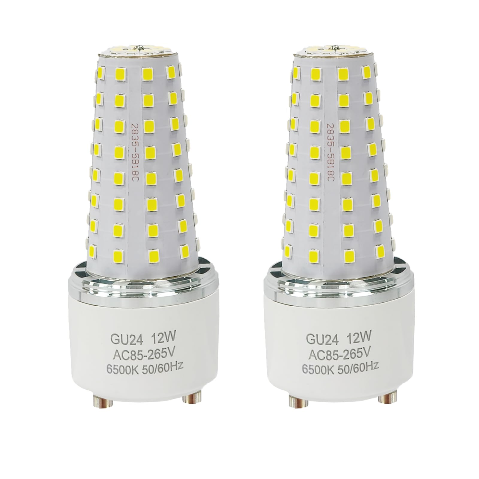 XRZT GU24 LED Bulb - 100W Equivalent, 2-Pack, 6500K, Plastic, Indoor/Outdoor Lighting, Not Dimmable
