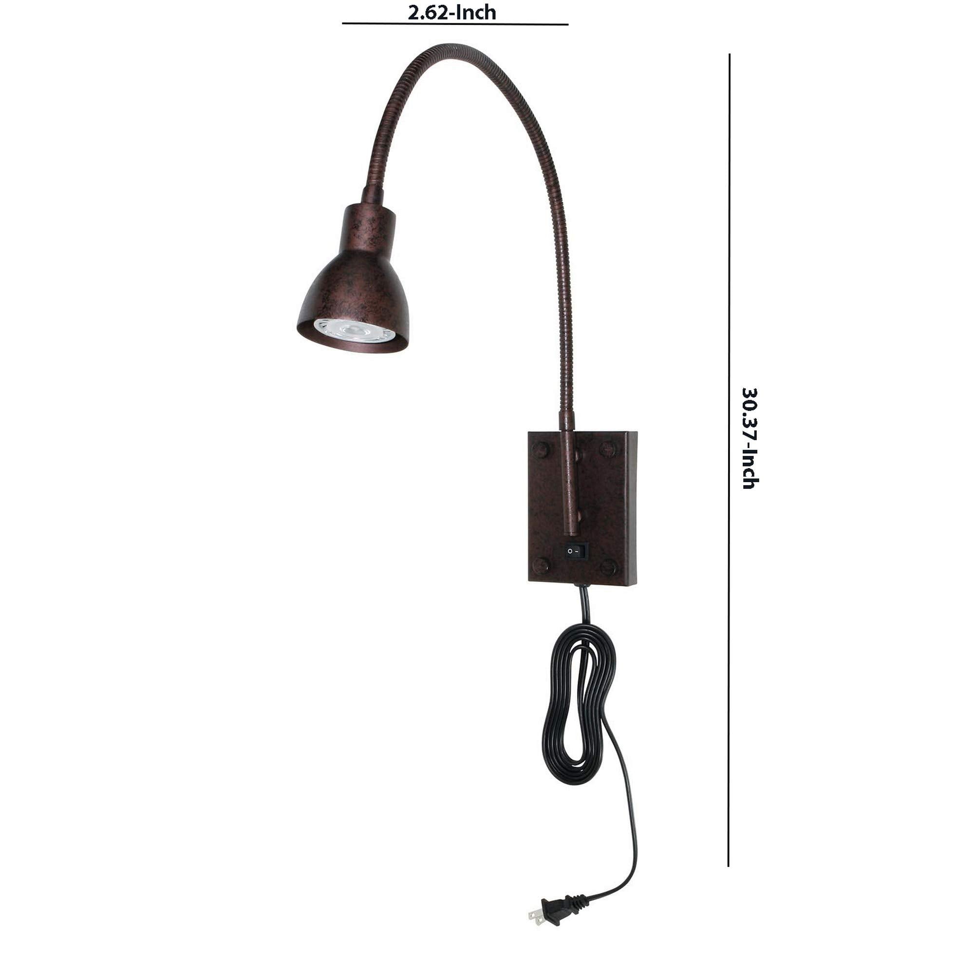 Benzara Metal Round Wall Reading Lamp, Plug-in Switch, Bronze, Model BM225089