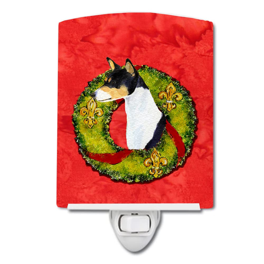 Carolines Treasures Ceramic Night Light, Basenji Christmas Wreath, UL-Certified, 6x4x3in