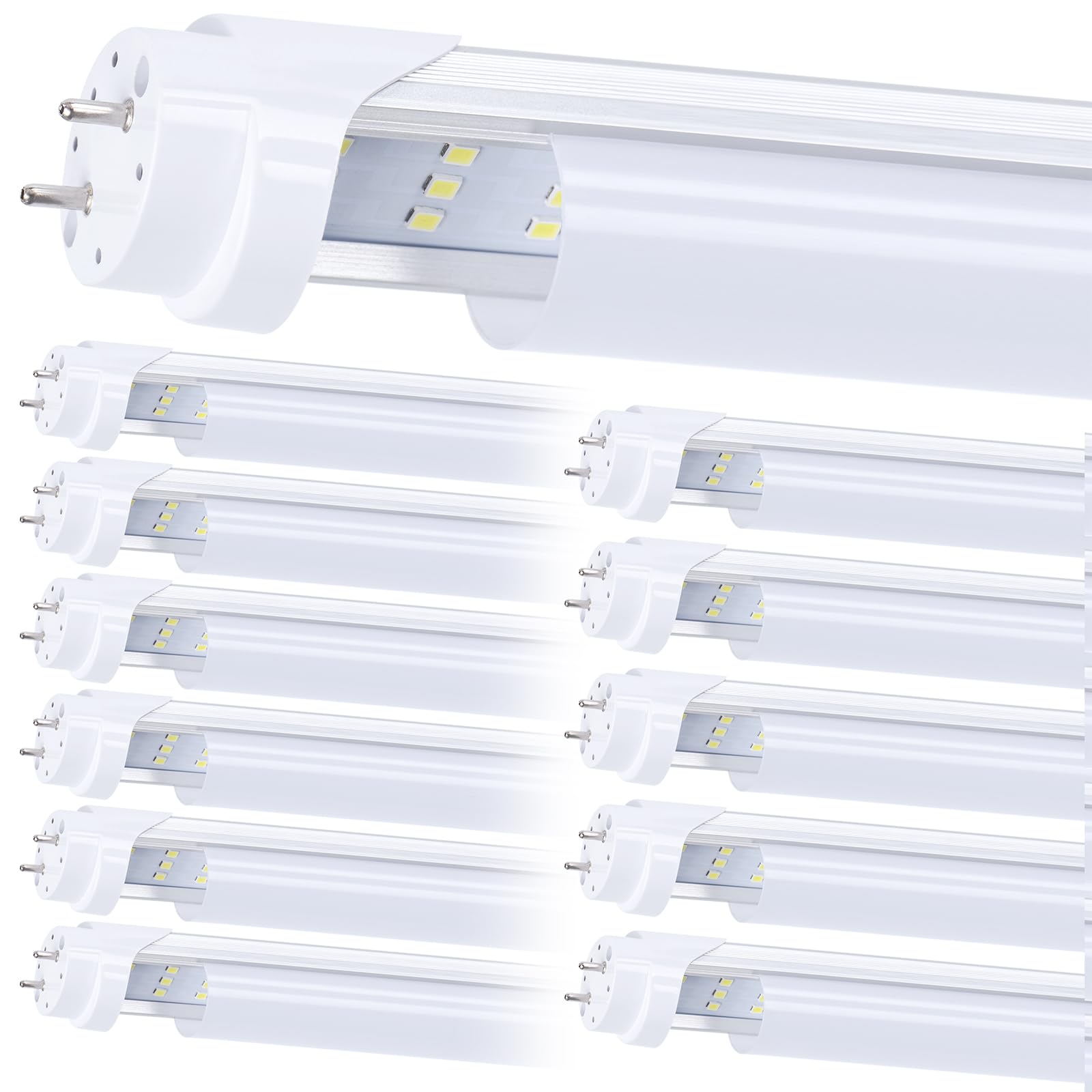 12 Pack, 4Ft Led T8 Type A+B Tube Lights, 28W(80W Equivalent), 4000Lm, 6000K, Frosted Cover, Single Or Double End Powered, Plug 