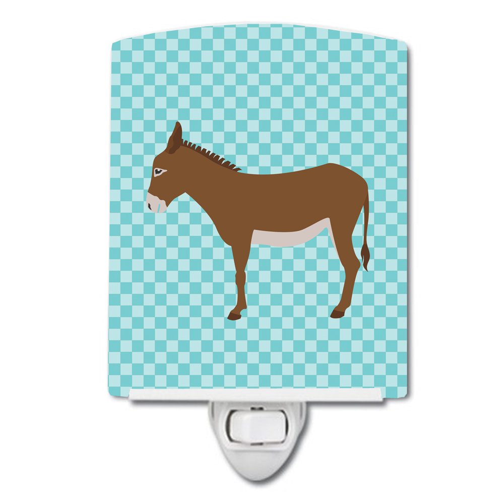 Carolines Treasures BB8023CNL Cotentin Donkey Blue Check Ceramic Night Light Compact, UL-Certified, Ideal for Bedroom, Bathroom