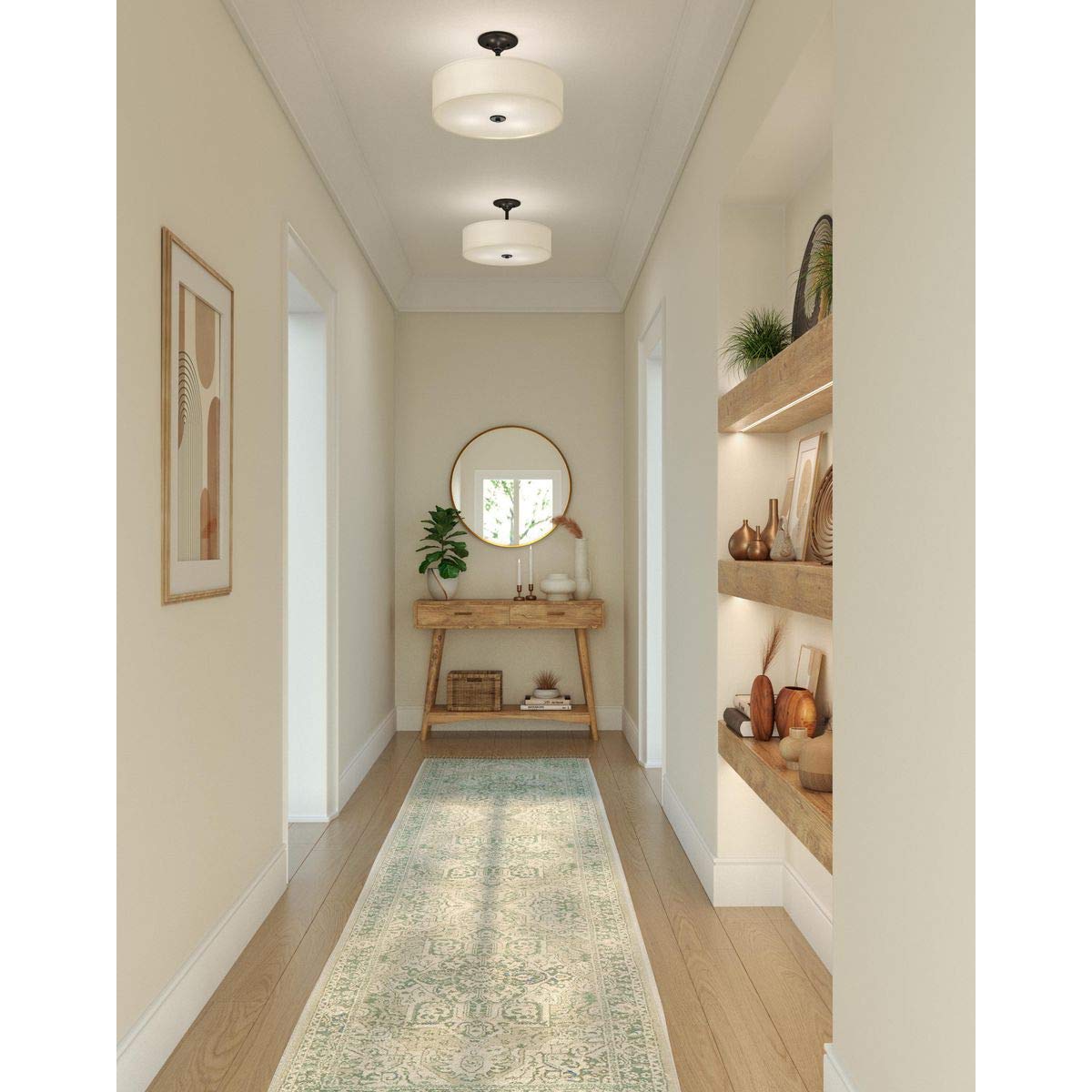 Progress Lighting Inspire Collection Graphite Three-Light 18'' Semi-Flush Mount, 11.50X18.00X18.00
