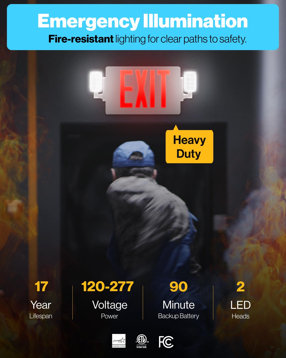 Sunco 6 Pack Red Exit Signs With Emergency Lights, Two Adjustable Led Lights, 94V-0 Fire Resistant, Backup Battery, 120-277V, Wall Or Ceiling Mount, Commercial Grade Double Sided Ul.