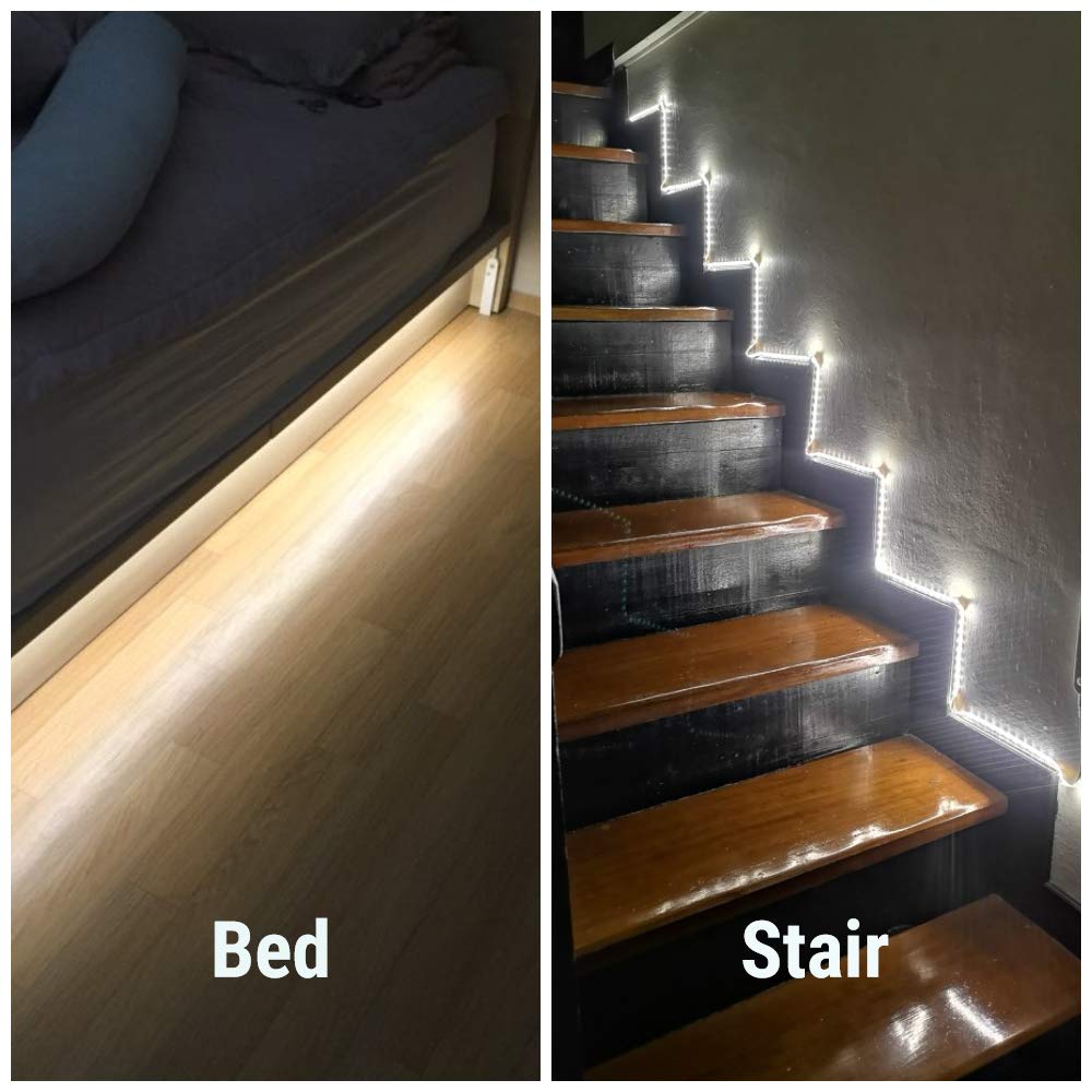 Amagle 9.8Ft Under Cabinet Lighting Motion Led Strip Closet Lights Battery Powered Basement Trunk Counter Bed Stair Light For Be