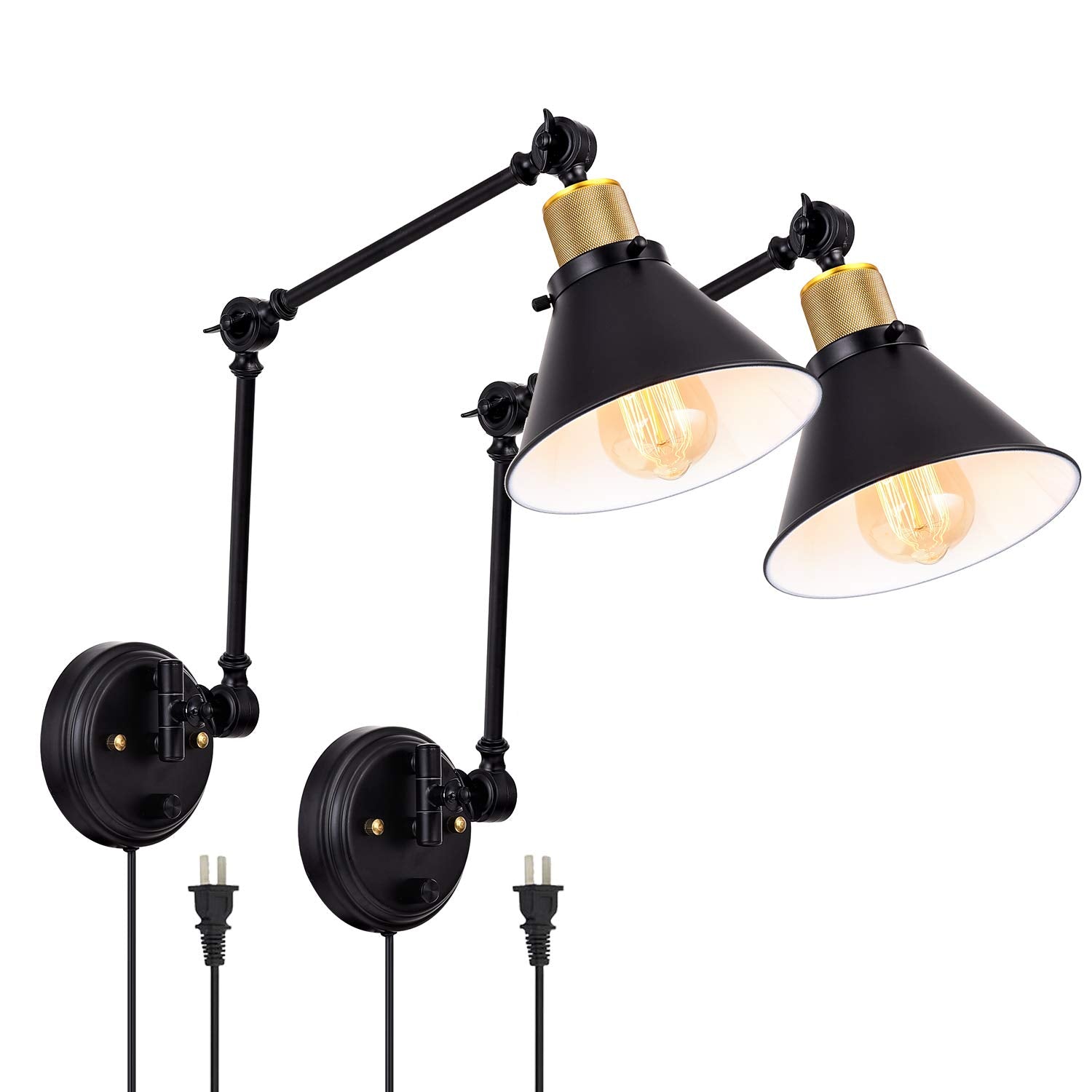 TRLIFE Plug in Wall Sconces, Dimmable Wall Sconce Swing Arm Wall Lights Plug in Wall Mounted Light Wall Lights with 6FT Plug in 