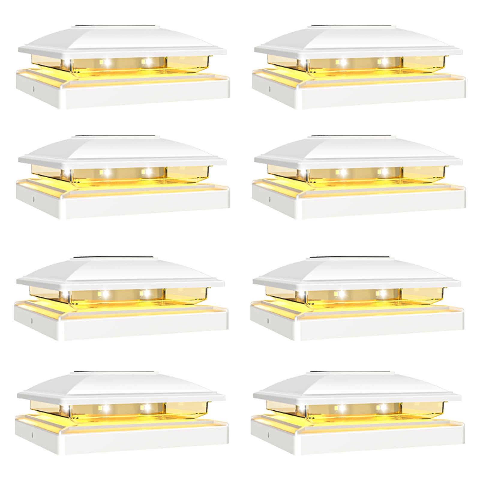 VOLISUN Solar Post Cap Light Outdoor - Fence Lights Waterproof for 4x4/5x5/6x6 Wooden/Vinyl Posts, White Deck Solar Powered Warm