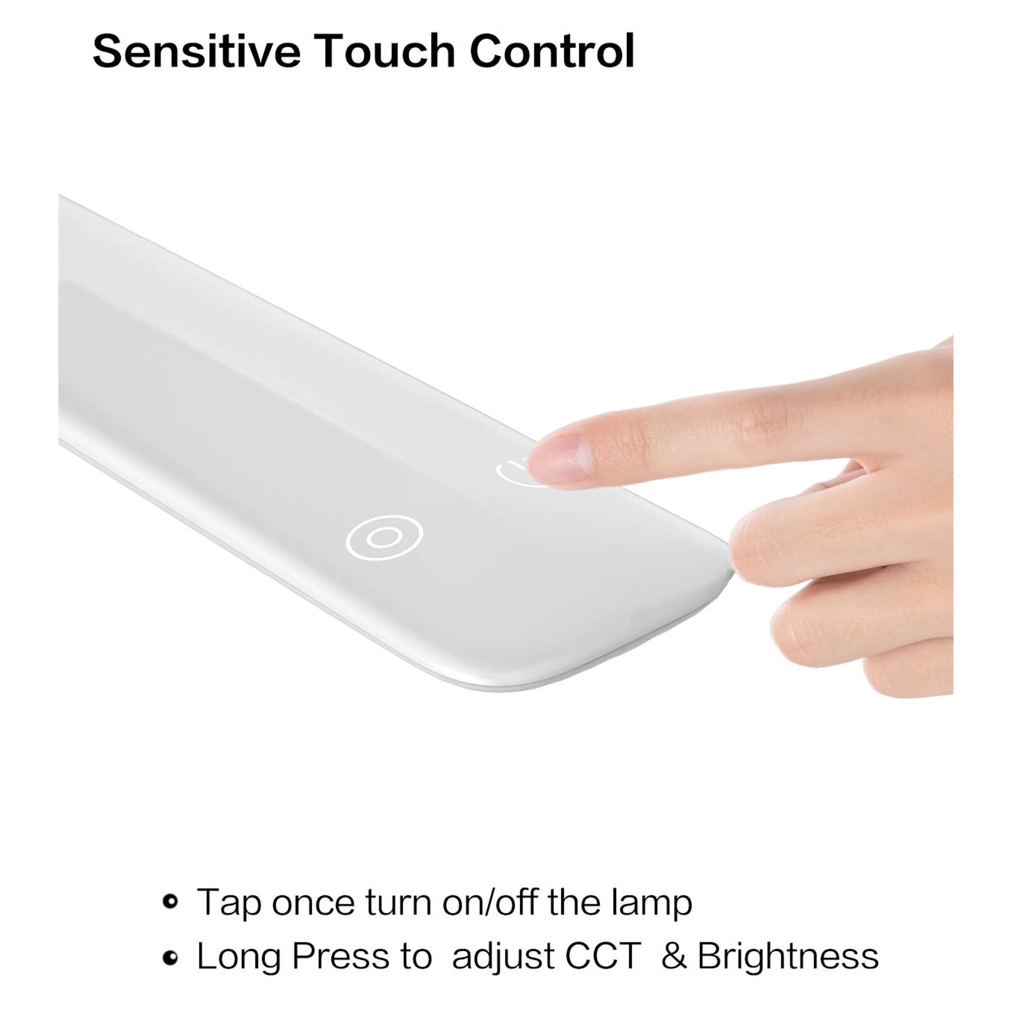 Hokone Led Desk Lamp With Clamp, Gooseneck Touch Control, Dimmable, White