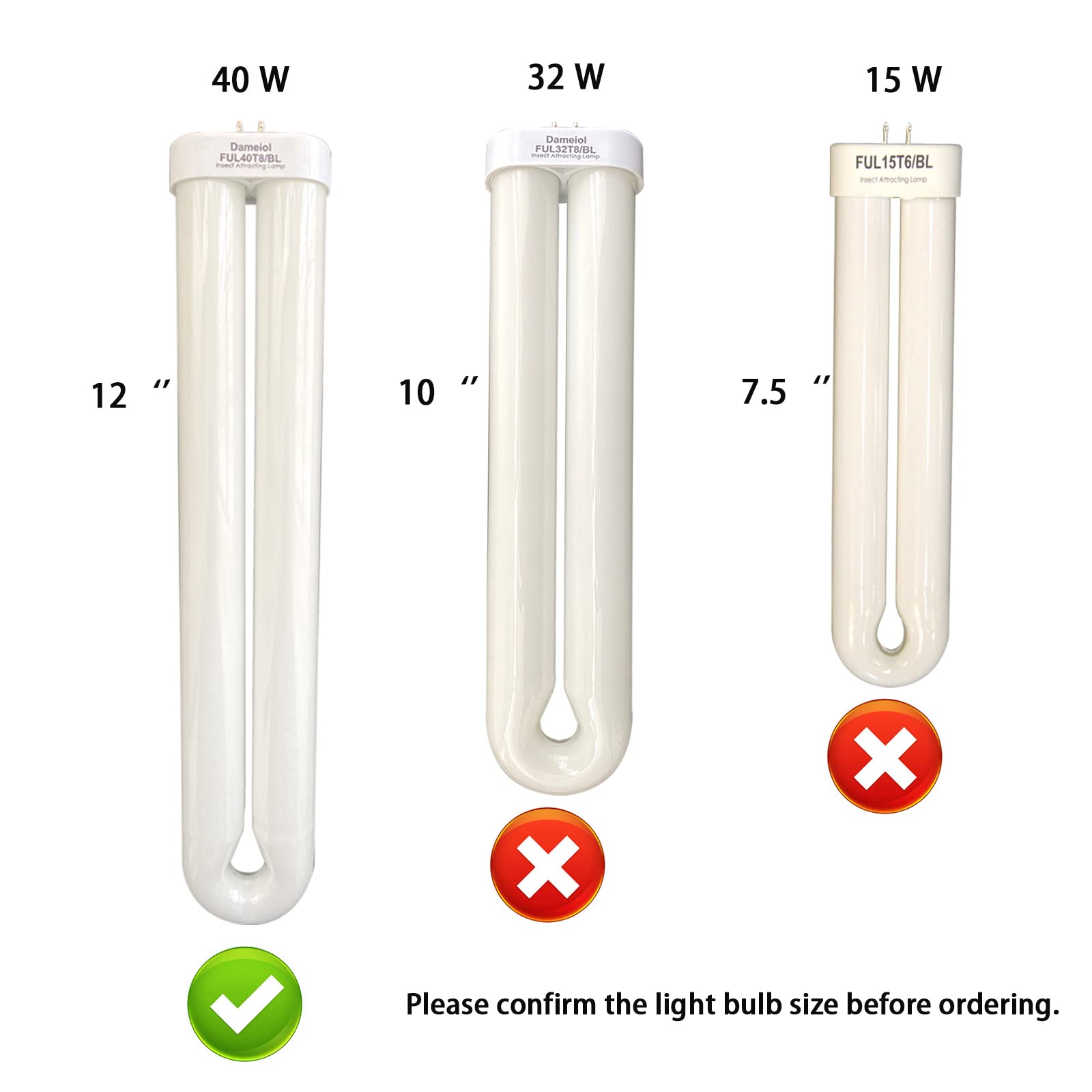 Dameiol 12 Inch 40W Replacement Bulb FUL40T8/BL Compatible Flowtron BK-40 BK-80D White 1 Count