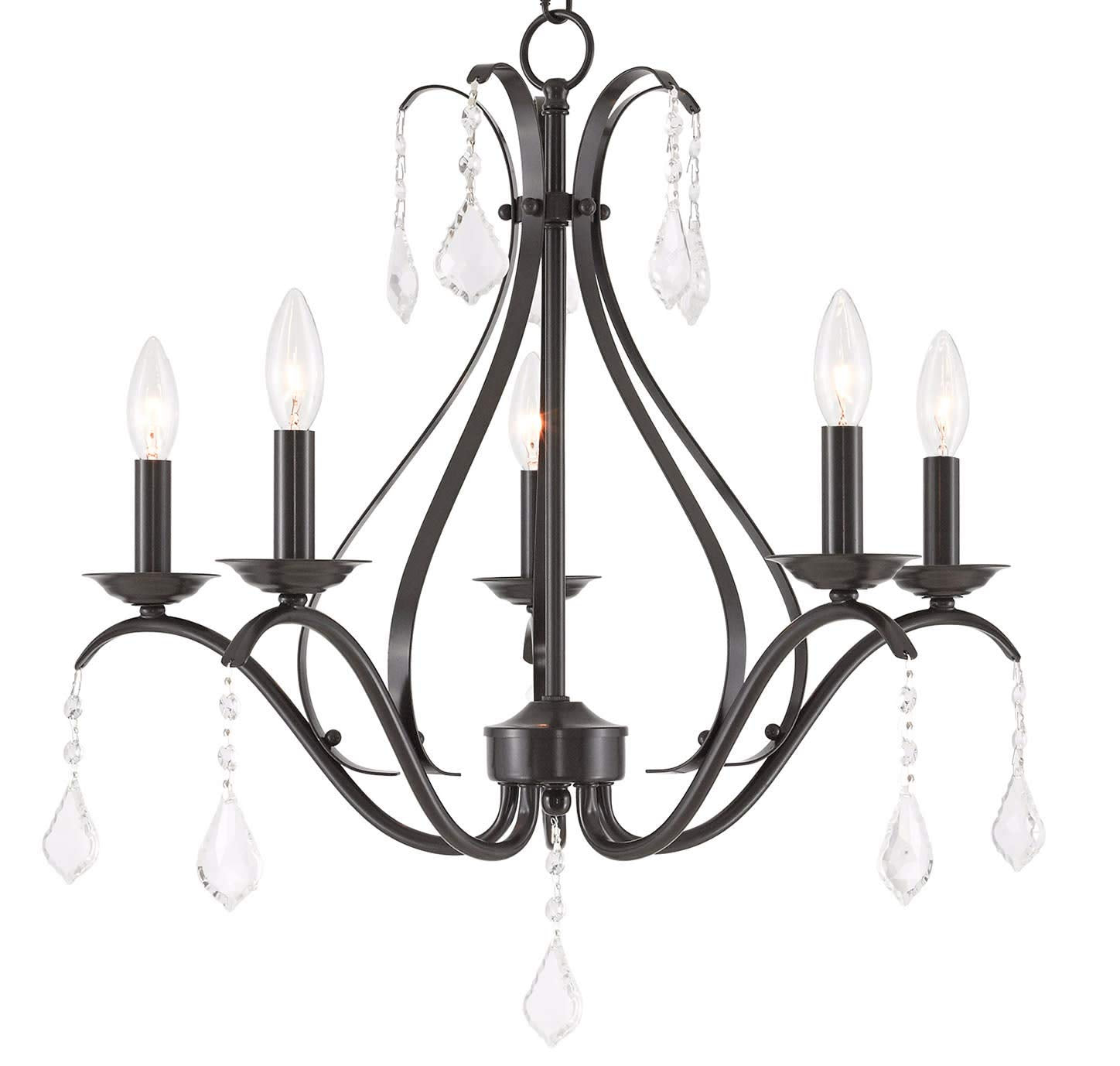 Livex Lighting 40845-92 Transitional Five Light Chandelier From Caterina Collection Dark Finish, English Bronze