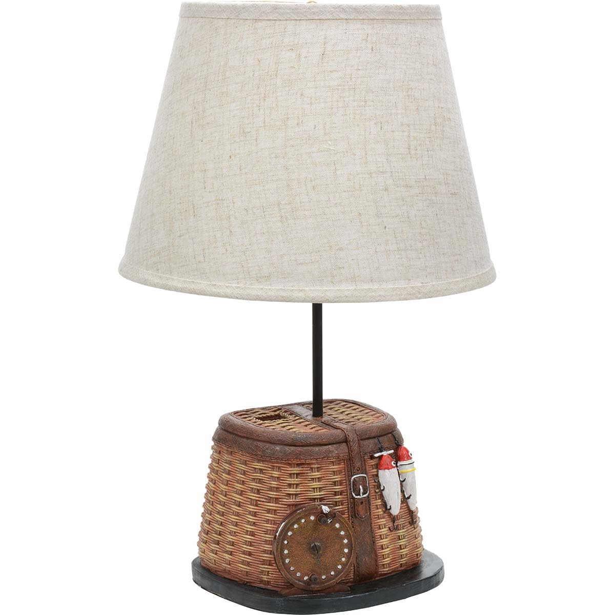 BLACK FOREST DECOR Fishing Creel Accent Lamp - Rustic Beige Table Lamp, 20.25" x 13.15"