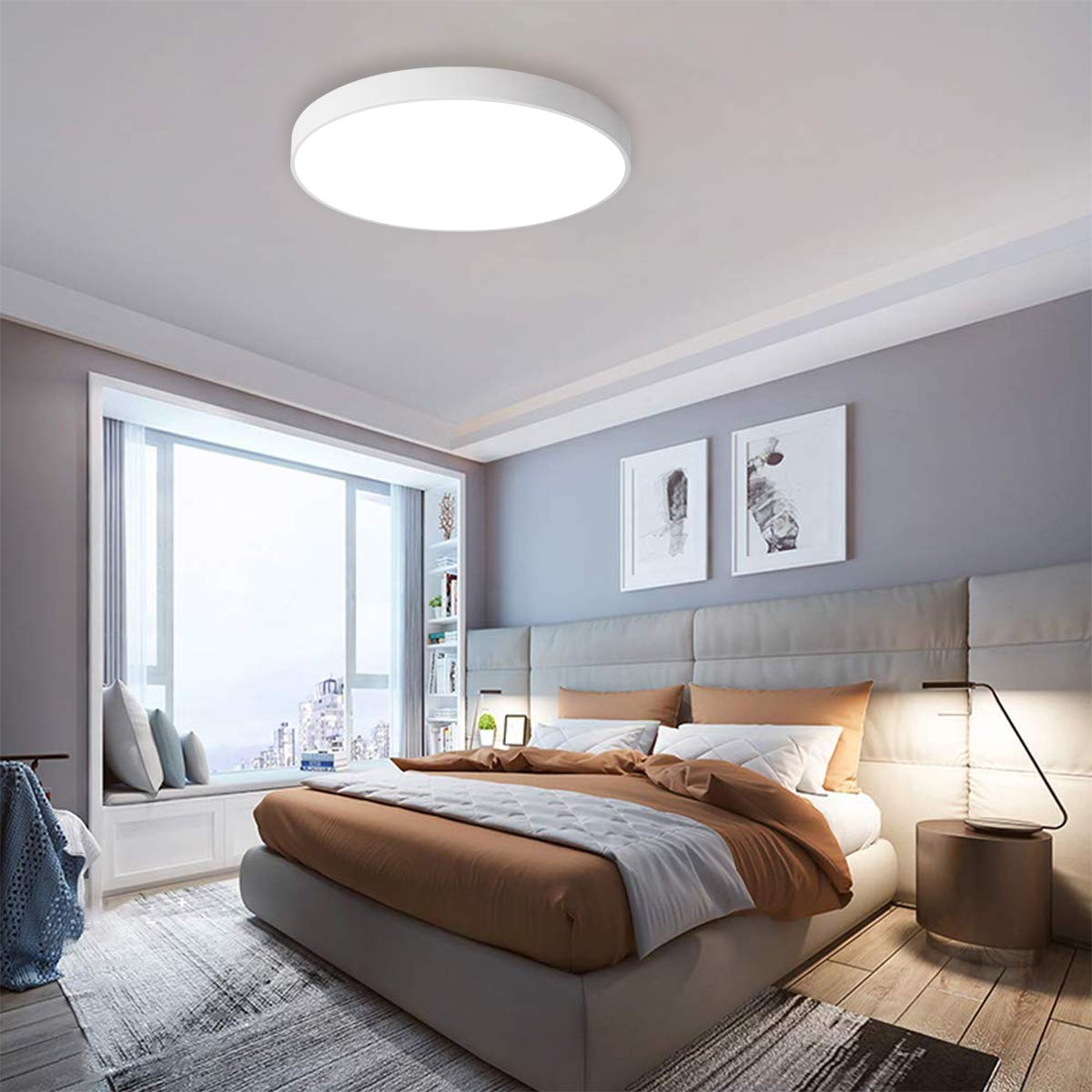 Ganeed Led Ceiling Lights 39W 19.6Inch Modern Ceiling Lamp Flush Mount Lighting Fixture Round 6500K Cool White Ceiling Lighting For Dining Hallway Living Kitchen Bedroom Room