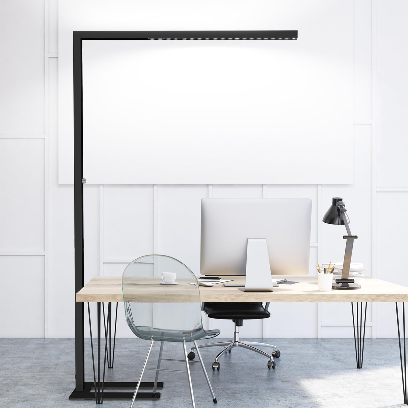 STERREN 77'' LED Floor Lamp, 7350LM Dimmable Eye-Care Standing Piano Lamp, 70W Modern Tall Reading Light Bright Lighting for Off