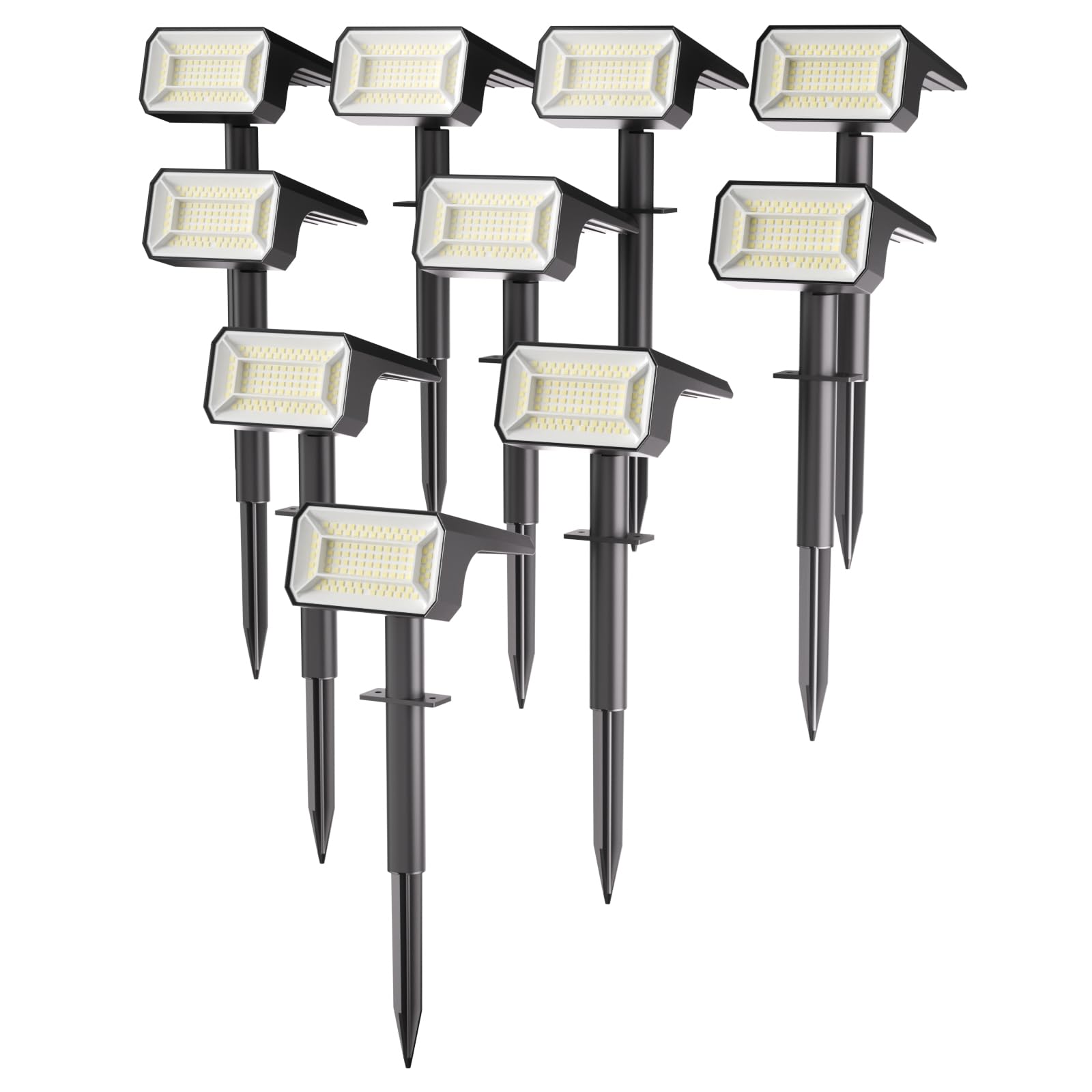 Fabrito 10 Pack Solar Spot Lights Outdoor Waterproof IP67  [108 LEDs  4 Modes] Dusk to Dawn Spotlights for All Night  2-in-1 Solar Landscape Lights for Garden  Yard  Tree  Pool  Cool White