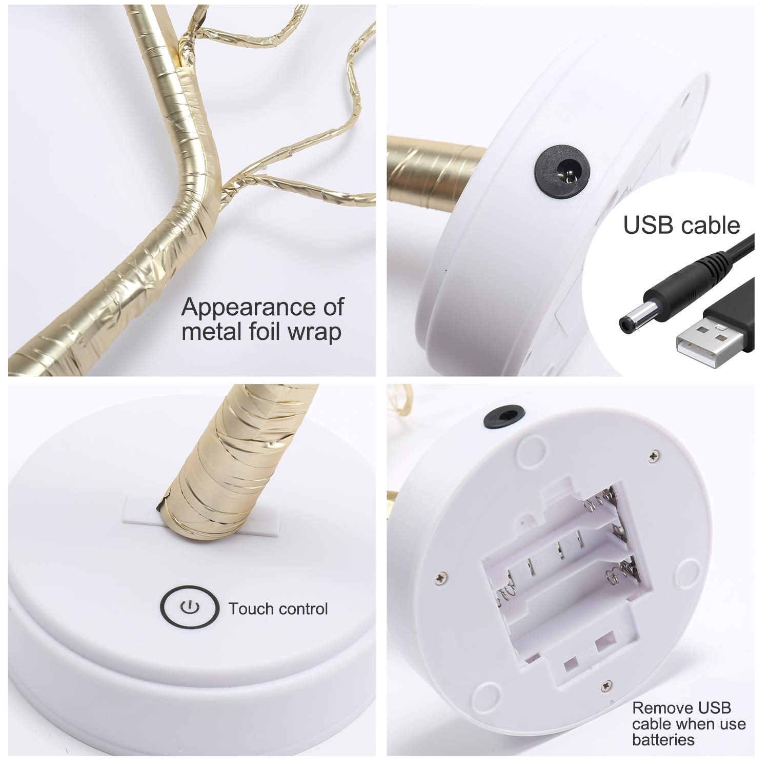 Khto Diy Led Desk Bonsai Tree Light, Desk Table Decor 108 Led Head Lights For Home,Bedroom, Indoor,Wedding Party, Decoration Touch Switch Battery Powered Or Usb Adapter