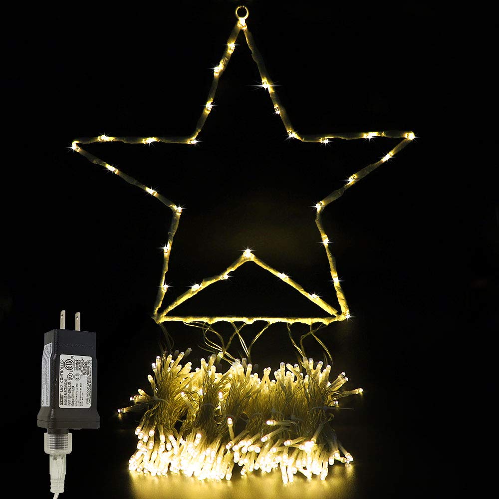 Qulist 317 Led Christmas Star Lights Outdoor, 16.4Ft Waterproof String Lights - Iron Warm White