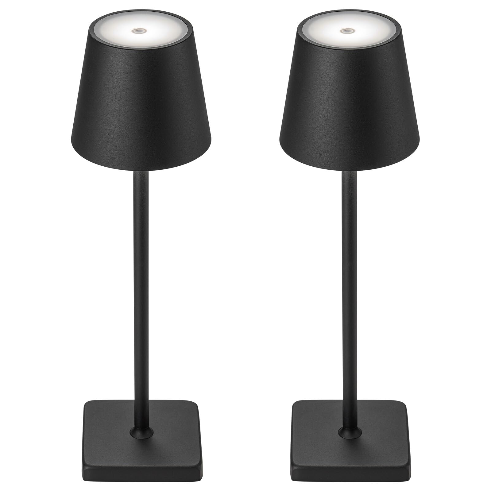 Kelary 2 Pack Cordless Table Lamp Rechargeable Led Desk Lamp 5200Mah Battery Operated Stepless Dimmable Portable Table Lights For Dinner/Restaurant/Outdoor Party/Coffee Shop Ip54 Waterproof Black