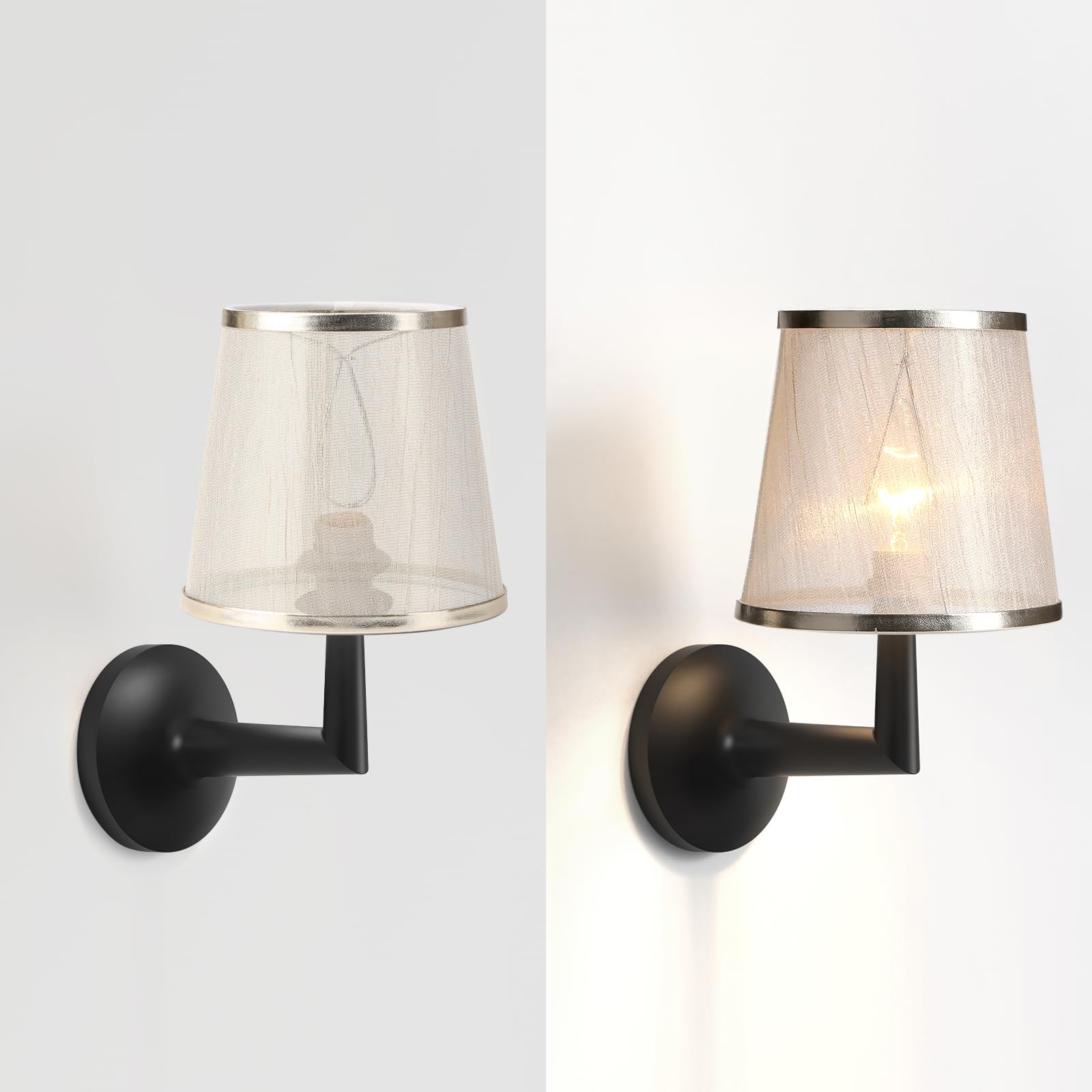 YISUN Crystal Chandelier Mini Lamp Shade Set of 6, 5.5-inch Bell Clip On, Gold Champagne Organza, Model DF-LCZD