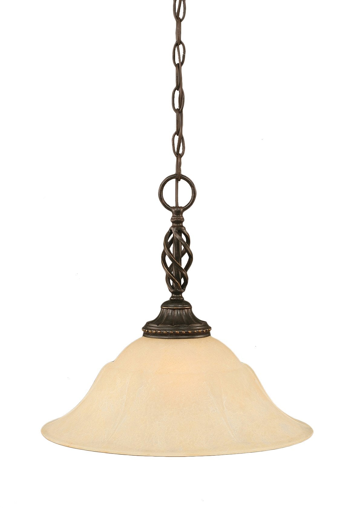 Toltech Lighting 82-DG-53613 16-Inch One-Light Pendant Dark Granite Finish with Amber Marble Glass Shade