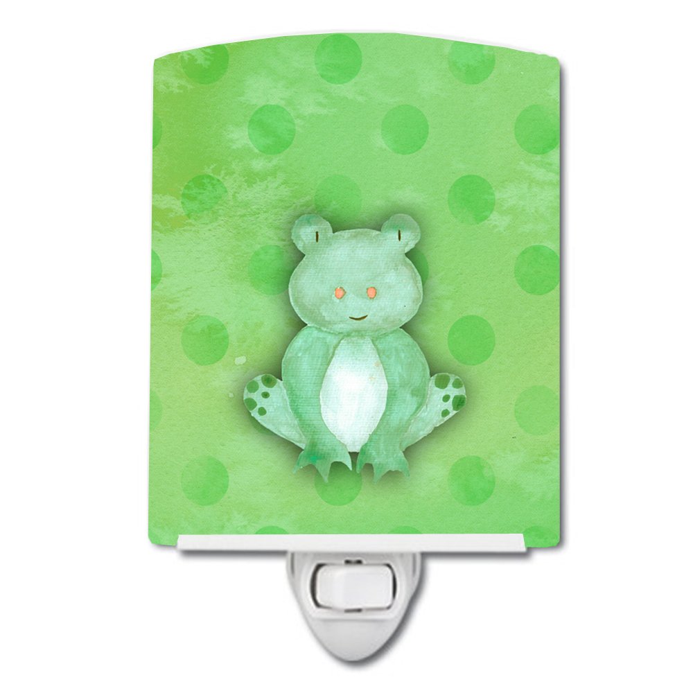 Carolines Treasures BB7388CNL Polkadot Frog Watercolor Ceramic Night Light Compact, ULCertified, Ideal for Bedroom, Bathroom, 