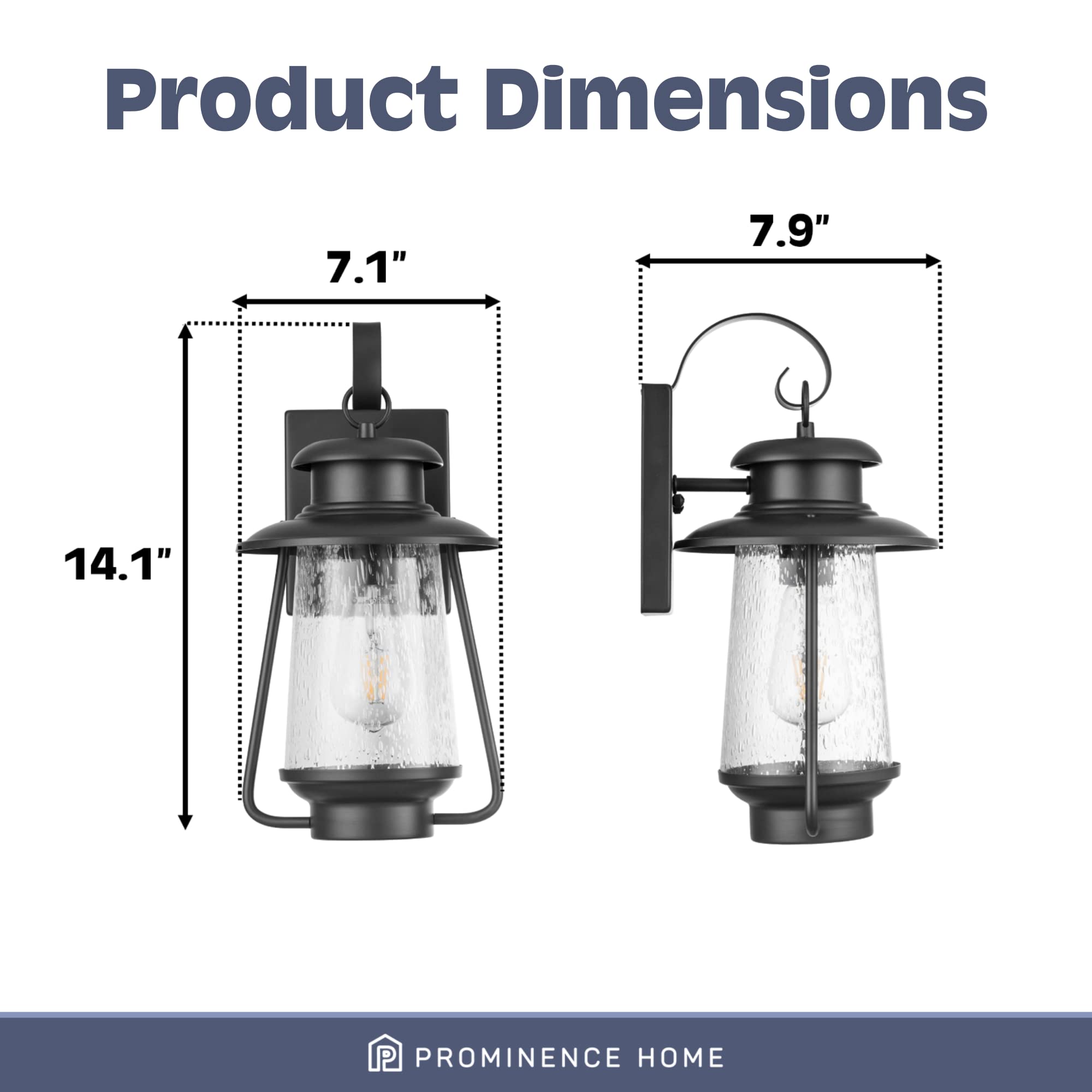 Prominence Home Matte Black Farmhouse Outdoor Wall Sconce Lantern - Wet Rated Coach Light