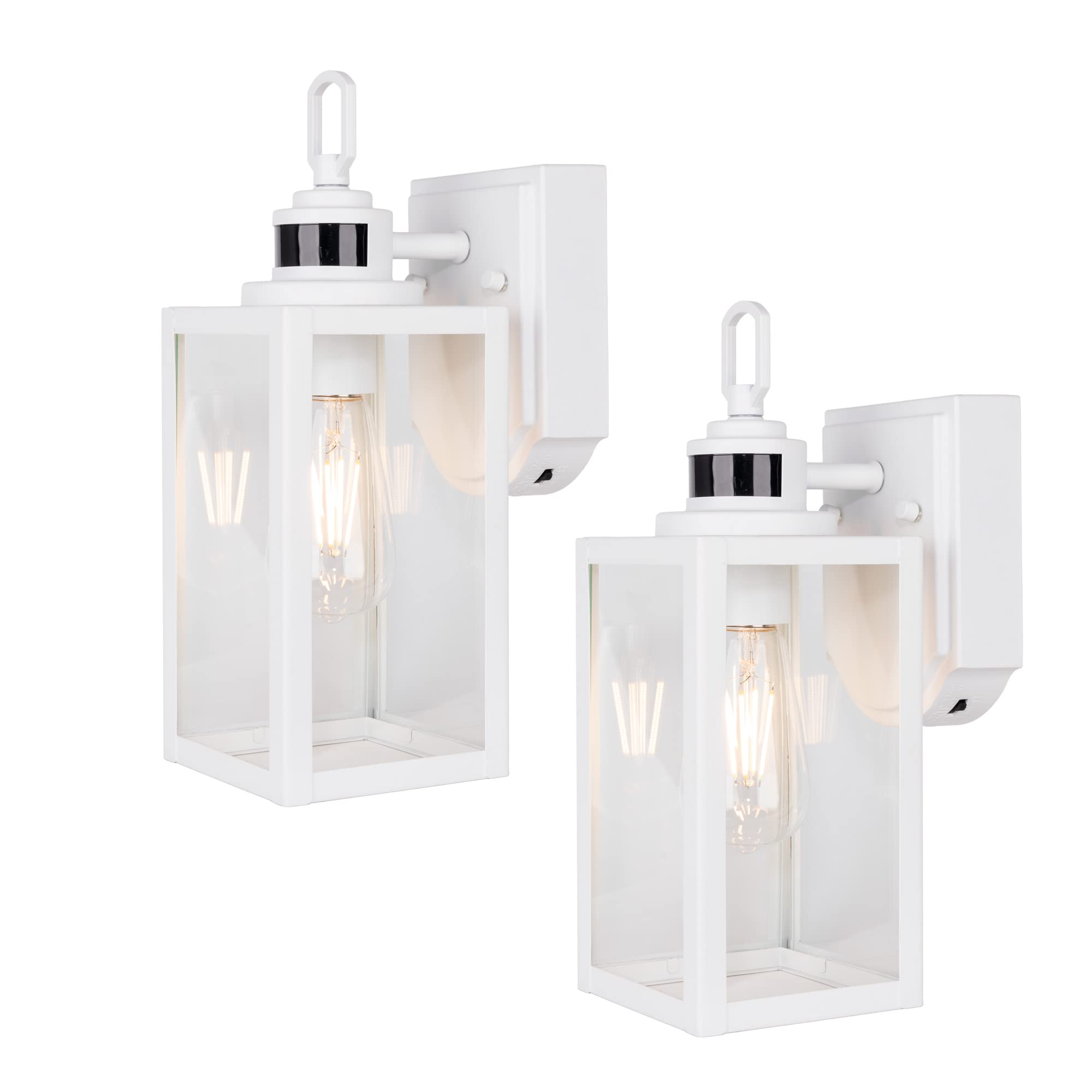 Gruenlich Dusk To Dawn Outdoor Wall Lantern With Pir Sensor, 60W E26 Base, 2-Pack, White