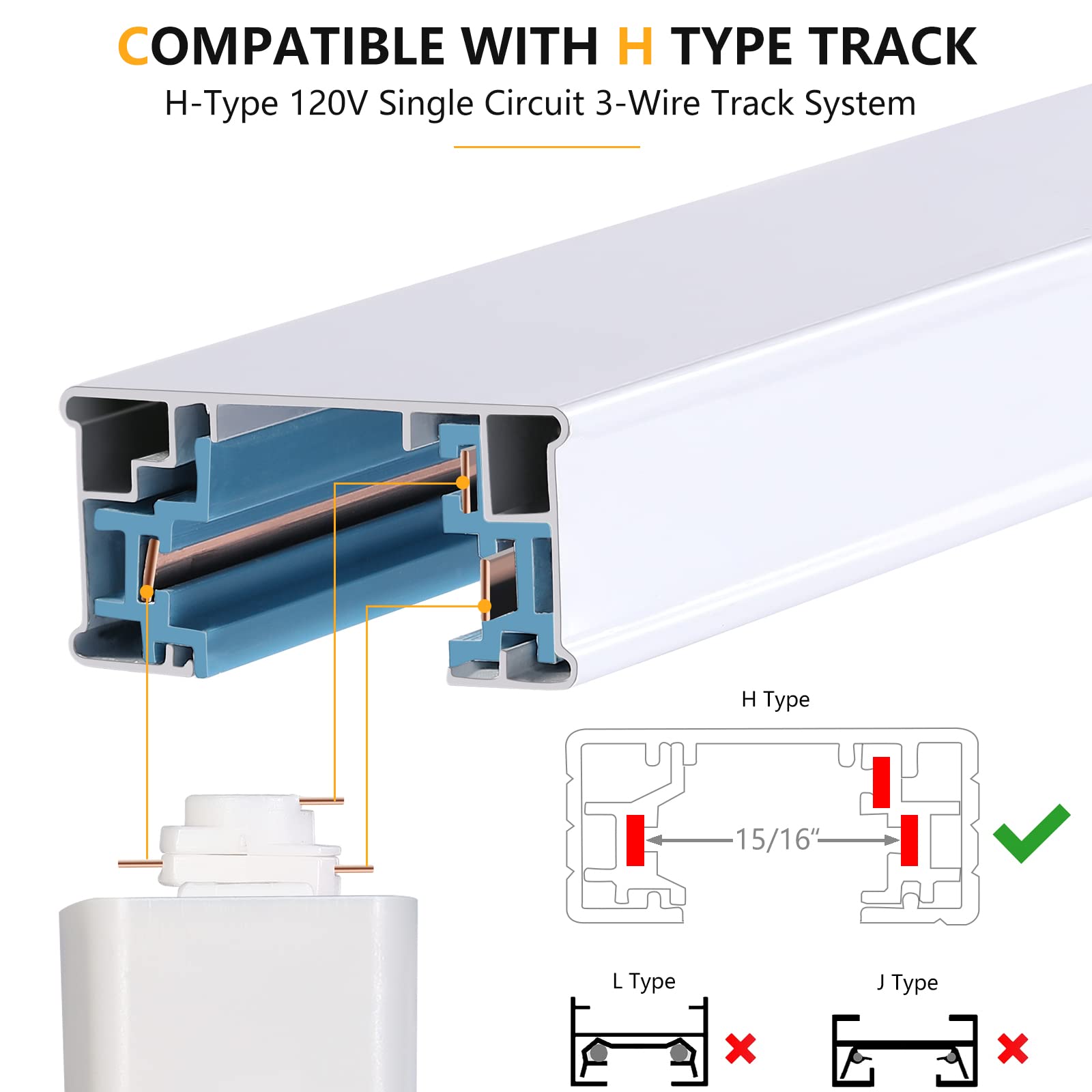 Vanoopee 20W Dimmable Led Track Lighting Heads, 4 Pack, White, Cri90+, No Flicker