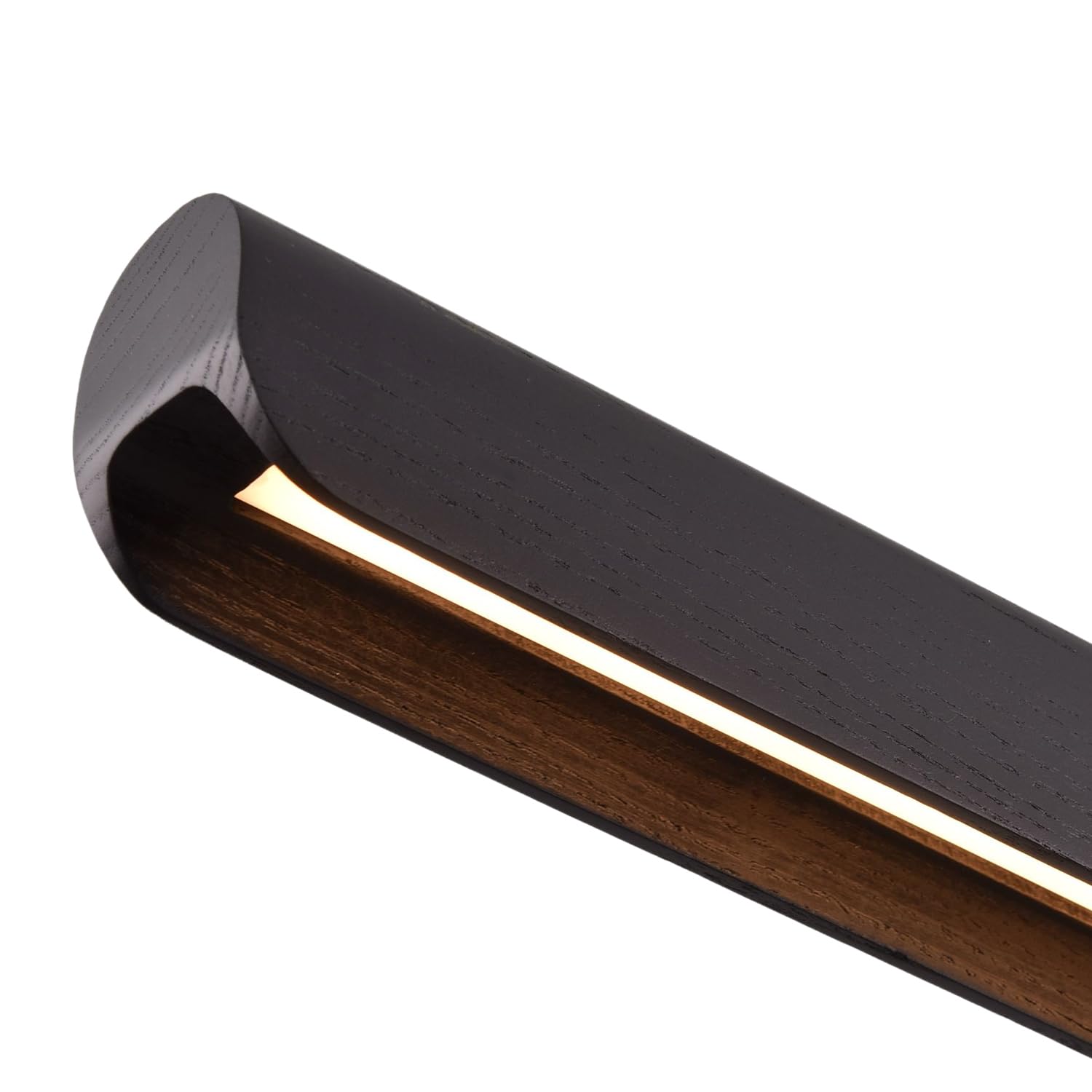 Yisdesign 47Inch Wood Led Linear Pendant Light  Dimmable Wood Ceiling Lamp Minimalist Linear Chandelier  36W Warm Light 3000K  Modern Kitchen Island Dining Room Lighting Black Adjustable Height