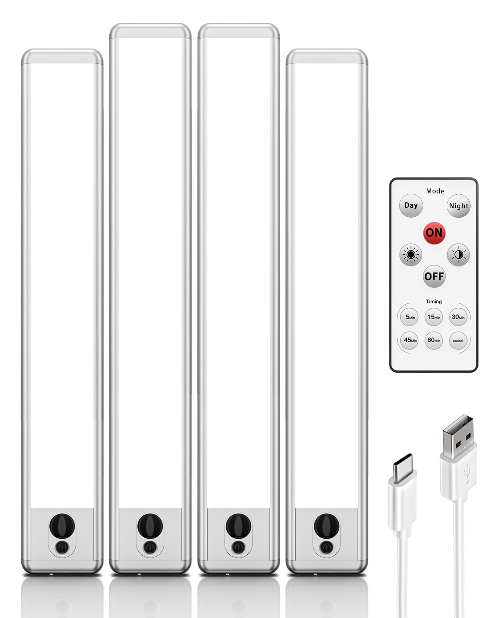 EZVALO Under Cabinet Lights, Motion Sensor, Dimmable, 14.5in  Aluminum, Cool White, 4-Pack
