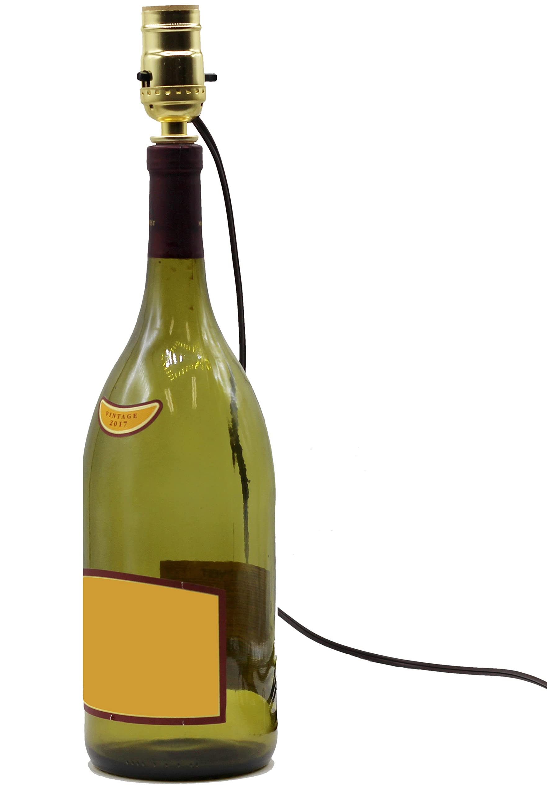 Creative Hobbies Pre-Wired Bottle Lamp Kit, Easily Convert Any Bottle Into A Lamp, Diy No Drilling Required | Brown