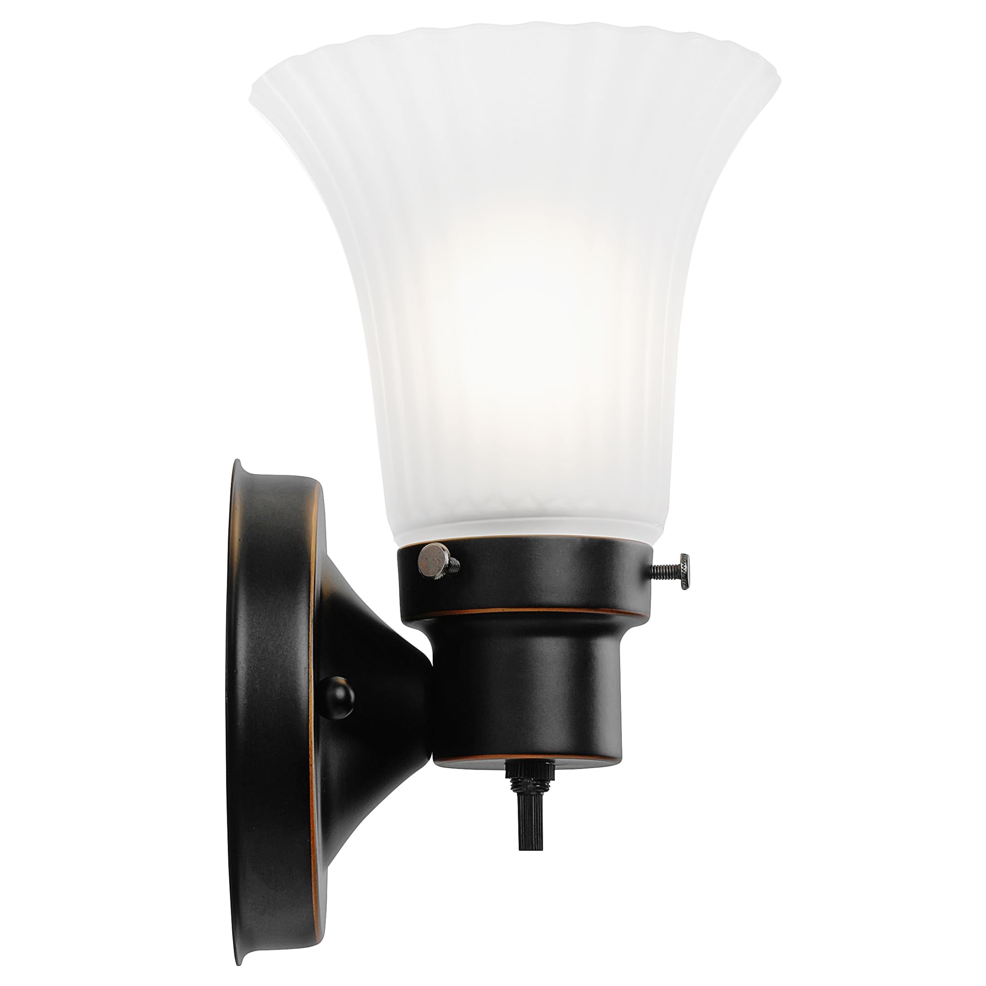 Design House 505115 1-Light Dimmable Wall Sconce, Frosted Flute Glass, 8.25"H x 5.1"W, Oil-Rubbed Bronze for Bathroom,