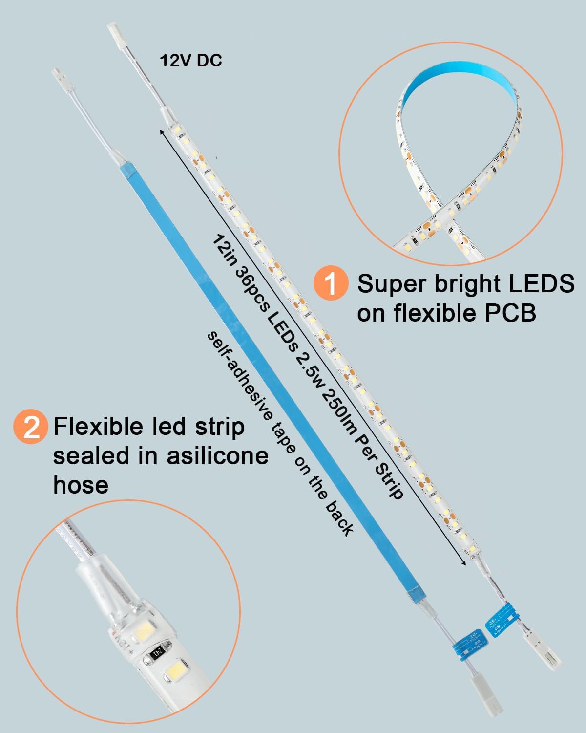 Cefrank LED Under Shelf Lighting Kit, 8 Linkable 12-Inch Light Strips, 20W 2000lm, Cool White, Model XXDT120-8pcs