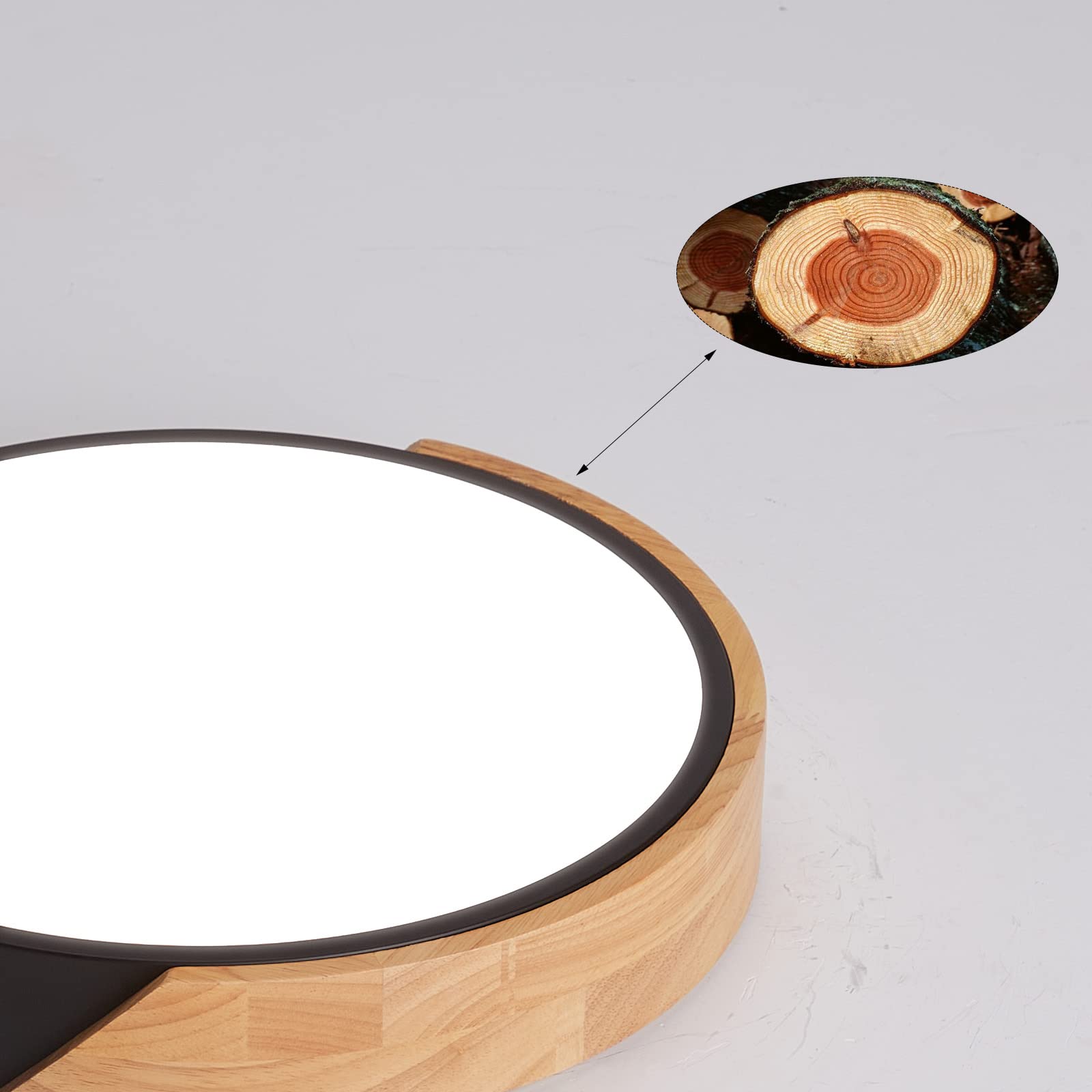 LuFun Flush Mount Ceiling Light Dimmable 3000-6500K 15.7 inch Black AMZ0036 for Kitchen, Bedroom, Hallway, Living Room