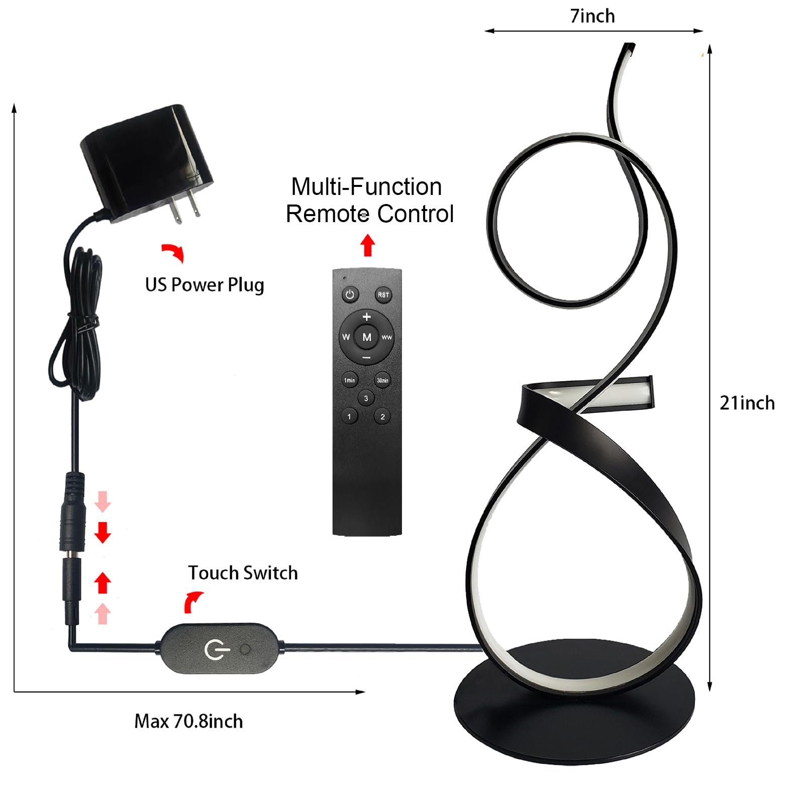 21.6 Inch Art Table Lamp With Remote Control  3 Color Changing Modes And Adjustable Brightness  Medieval Decor For Bedroom  Living Room  Office  And Gaming Setup  Unique Gift Idea(Black)