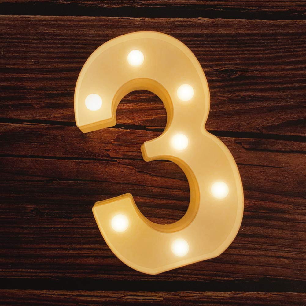 MUMUXI Light Up Letters and Numbers | Battery Powered | For Weddings, Birthdays, Parties | Large | Color 3 | Made of ABS
