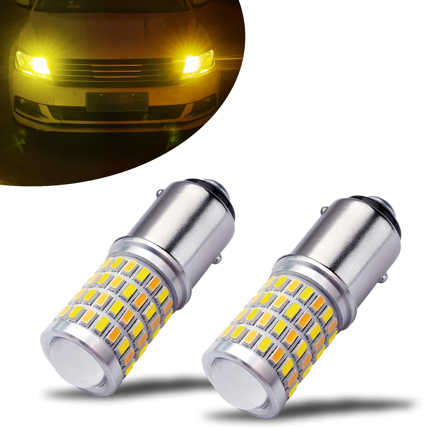 iBrightstar 1157 LED Bulbs Switchback for DRL/Turn Signal, Gold Yellow/Amber